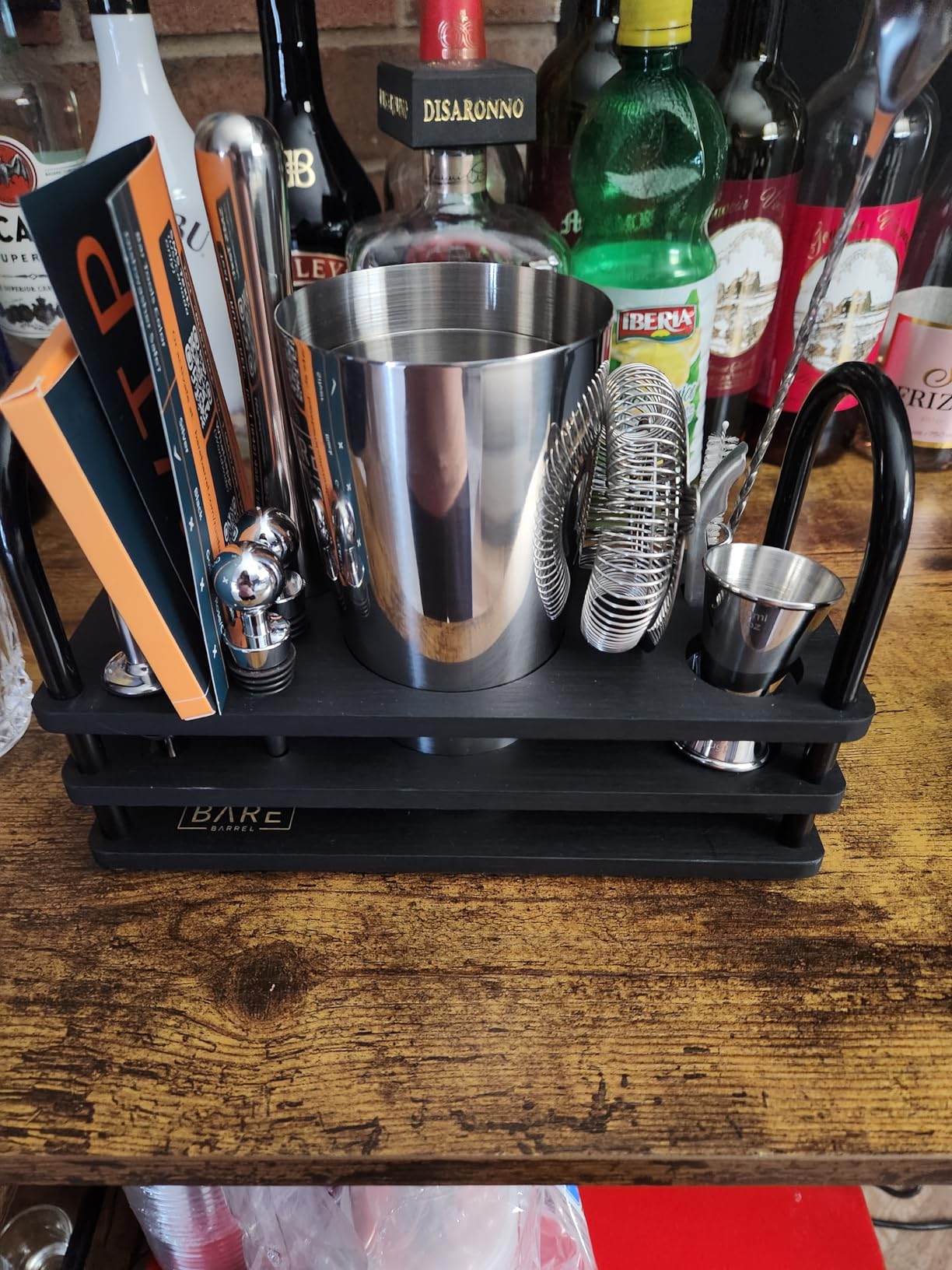 BARE BARREL® Mixology Bartender Kit Bar Set | 14-Piece Cocktail Shaker Set | Martini Barware Mixing Tools for Home Bartending | 35 Recipe Cards | Gift Set (28oz Boston Shaker, Jet Black/Black) - Customer Photo 3