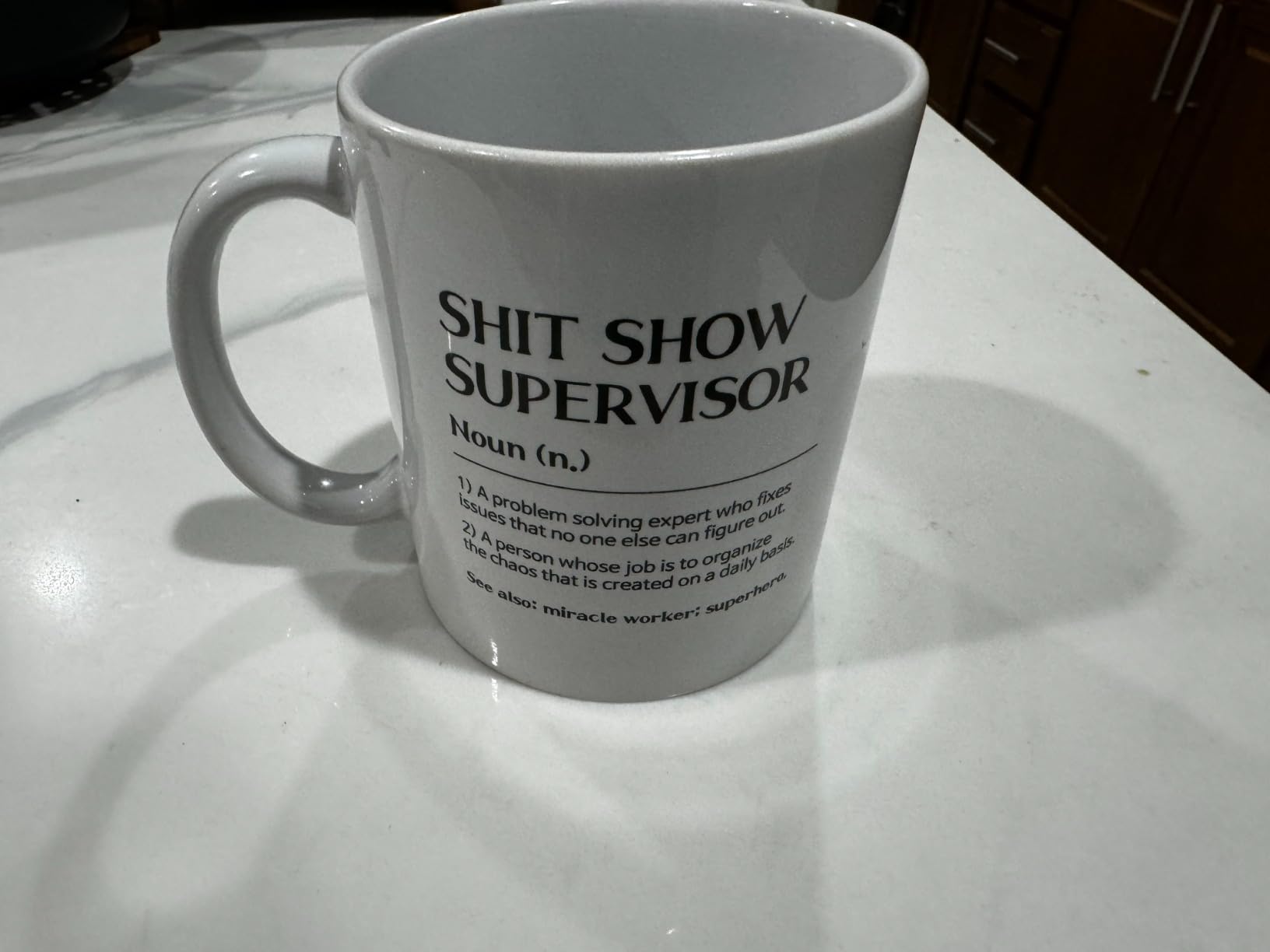 Panvola Shit Show Supervisor Definition Mug Coworker Gifts Sarcastic Boss Manager Leader Funny Novelty Drinkware Ceramic Mug (White, 11 oz) - Customer Photo 2