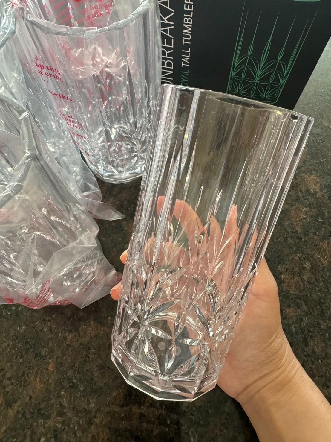 Unbreakable Plastic Drinking Water Tumblers, Dishwasher Safe 100% Tritan Glasses, BPA-Free Shatterproof Outdoor Highball Drinkware, 18 oz, Set of 4 - Customer Photo 4