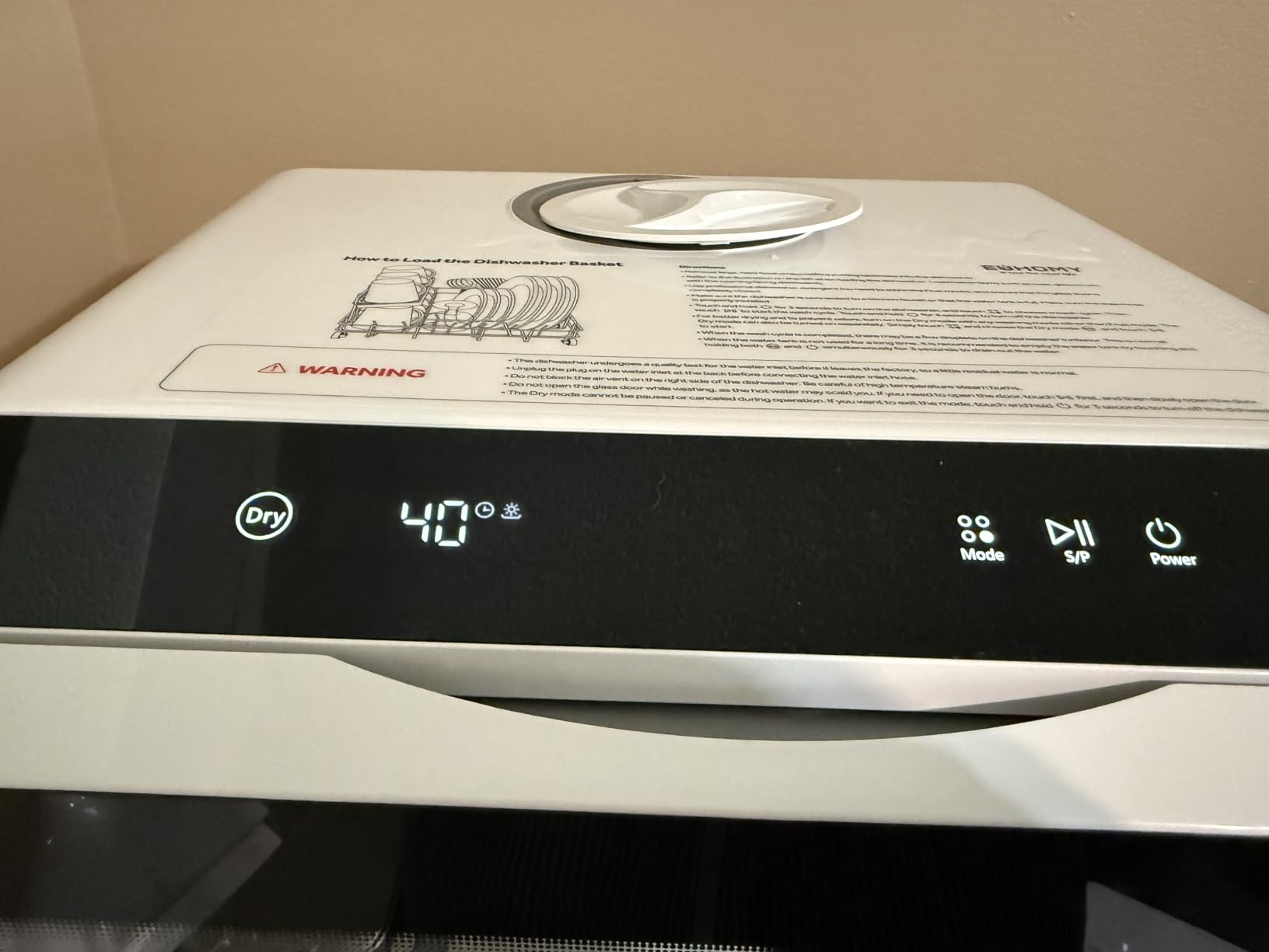 EUHOMY Countertop Dishwasher Portable with 6 Programs, 5L Built-in Water Tank for Apartments & RV, 167°F High-Temp, No Hookup Needed, Mini Dishwasher with Baby Care, Air Dry/Quick/ECO/Fruit/Normal Mode - Customer Photo 3
