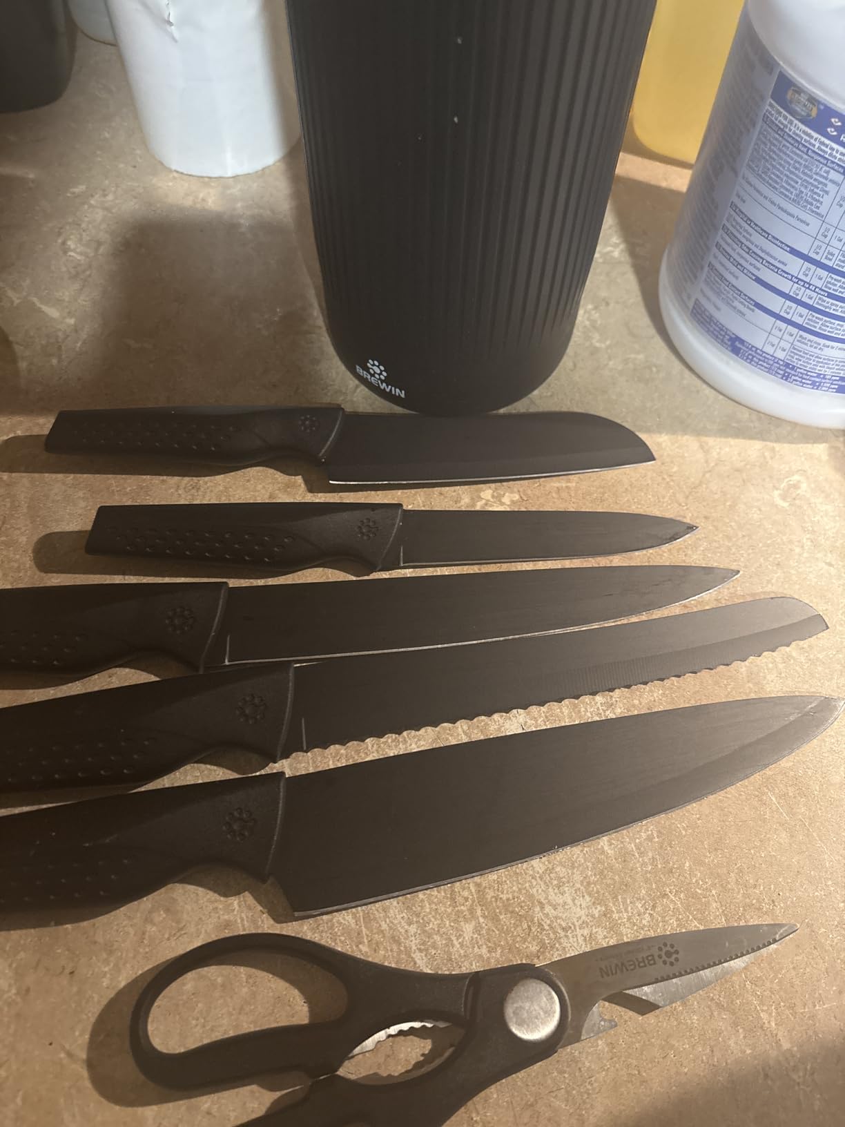 Knife Set, Brewin Kitchen Knife Set, Knives Set for Kitchen, Universal Knife Block, Utility Knife Block Set, New Home Essentials, Apartment Essentials, Dishwasher Safe - Customer Photo 2