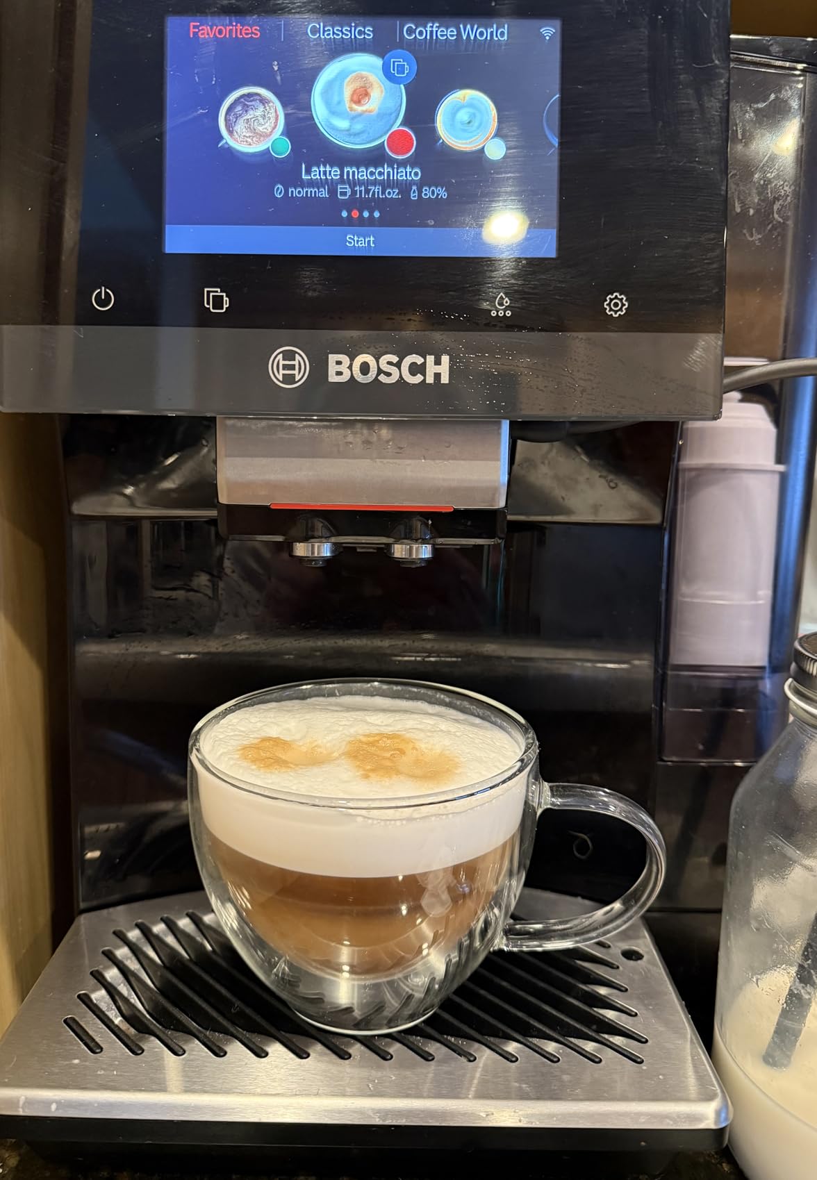 Bosch 800 Series Fully Automatic Espresso and Coffee Machine – 35 Drinks, Cold Brew, Double Cup, Milk Hose, Ceramic Grinder, Smart Features, in Black TPU60309 Customer Review Bosch 800 Series Fully Automatic Espresso and Coffee Machine – 35 Drinks, Cold Brew, Double Cup, Milk Hose, Ceramic Grinder, Smart Features, in Black TPU60309 - Customer Photo 2