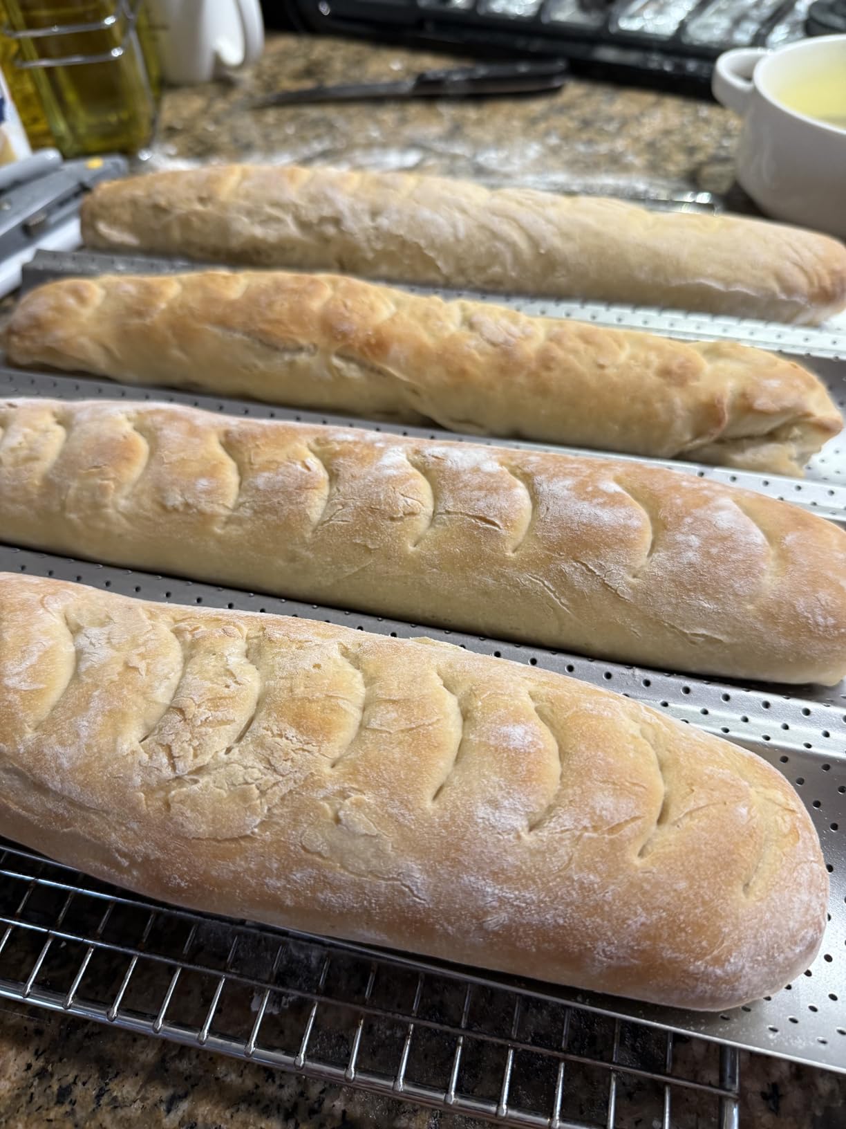 Baguette Bread Pan, Premium Nonstick Perforated Baguette Pan for French Bread Baking, 4 Loaves Baguette Baking Tray for Sourdough, Italian Bread, Perfect for Creating Crisp Golden-Brown Crust customer photo 1