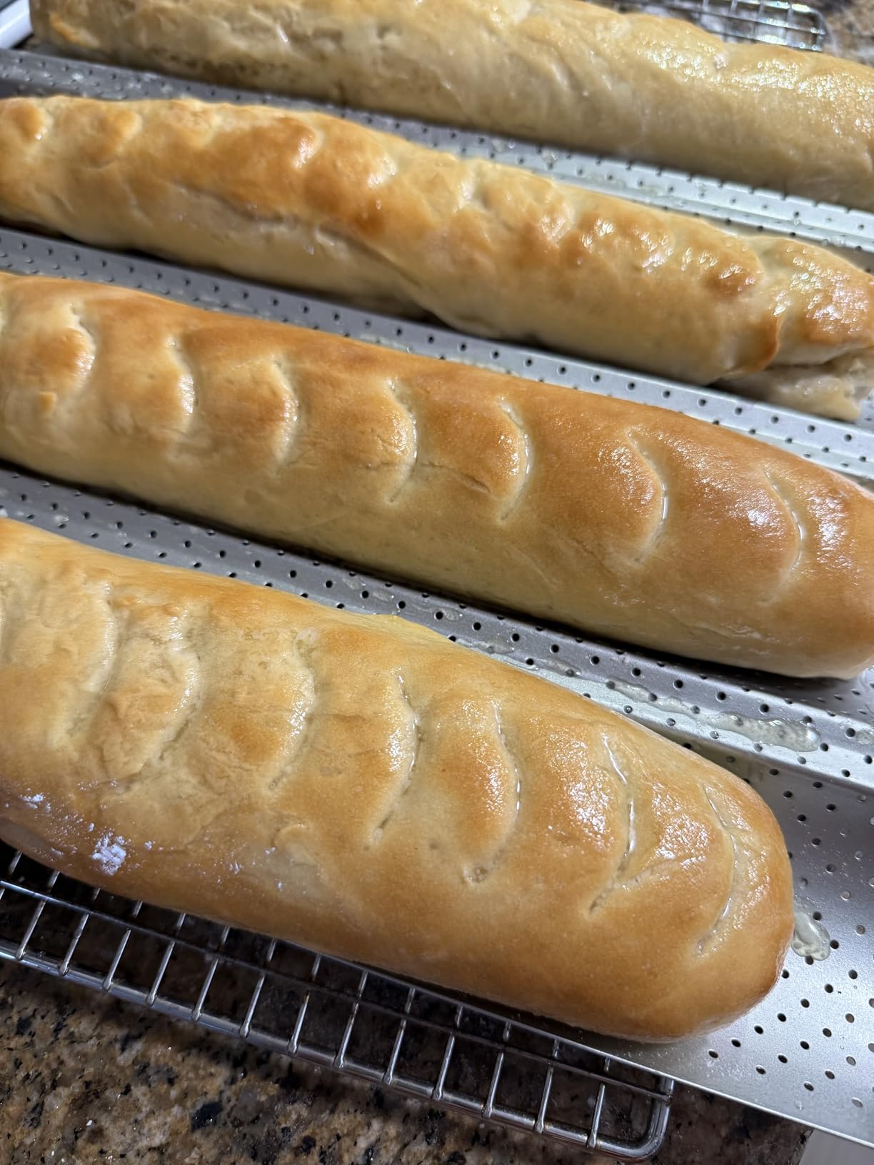 Baguette Bread Pan, Premium Nonstick Perforated Baguette Pan for French Bread Baking, 4 Loaves Baguette Baking Tray for Sourdough, Italian Bread, Perfect for Creating Crisp Golden-Brown Crust customer photo 2