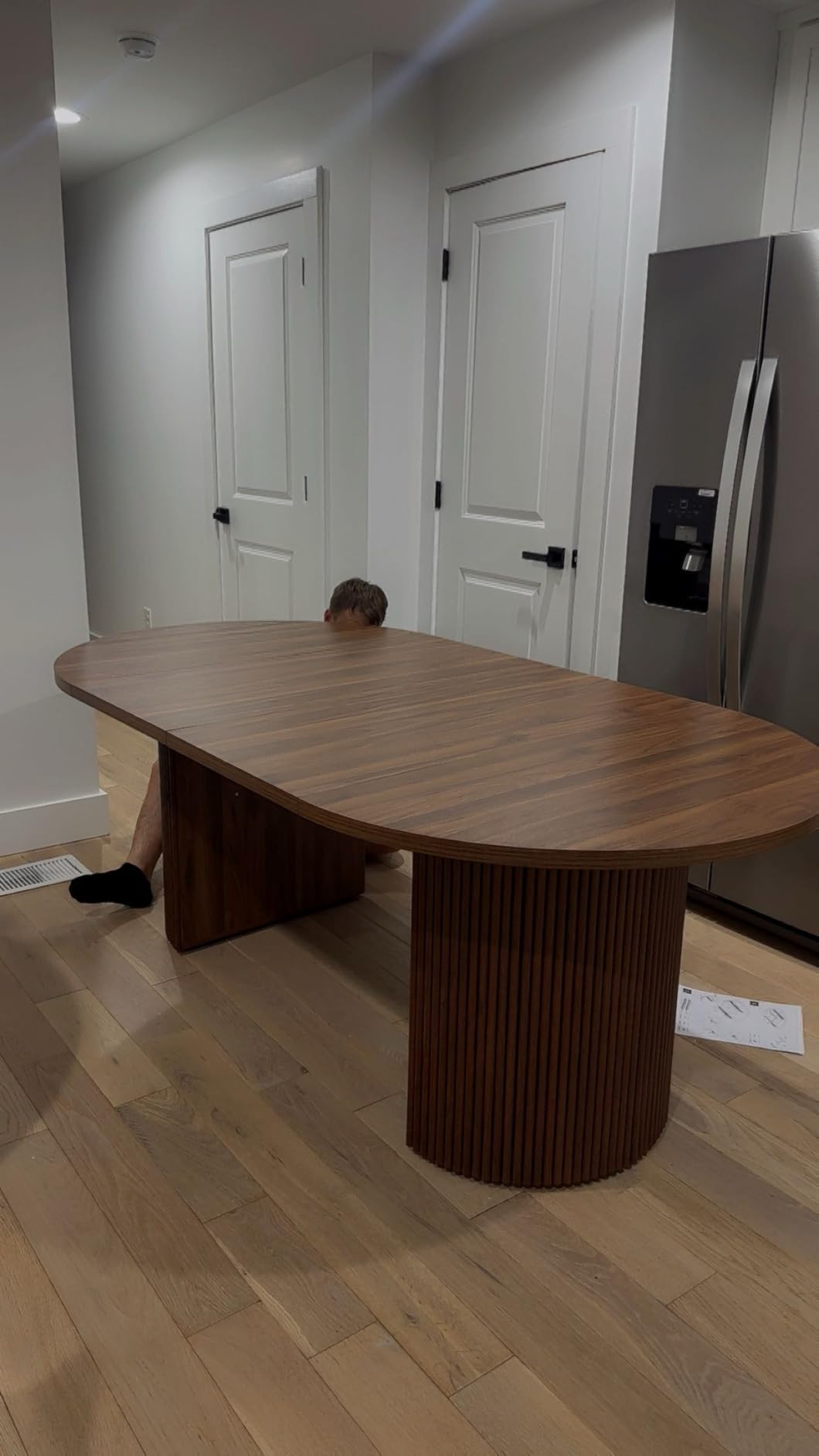 78 Inch Dining Table for 6 8 10, Modern Farmhouse Rectangular Kitchen Table, Long Dining Room Tables with Wood Strip Base for Kitchen Living Room (Walnut) - Customer Photo 1