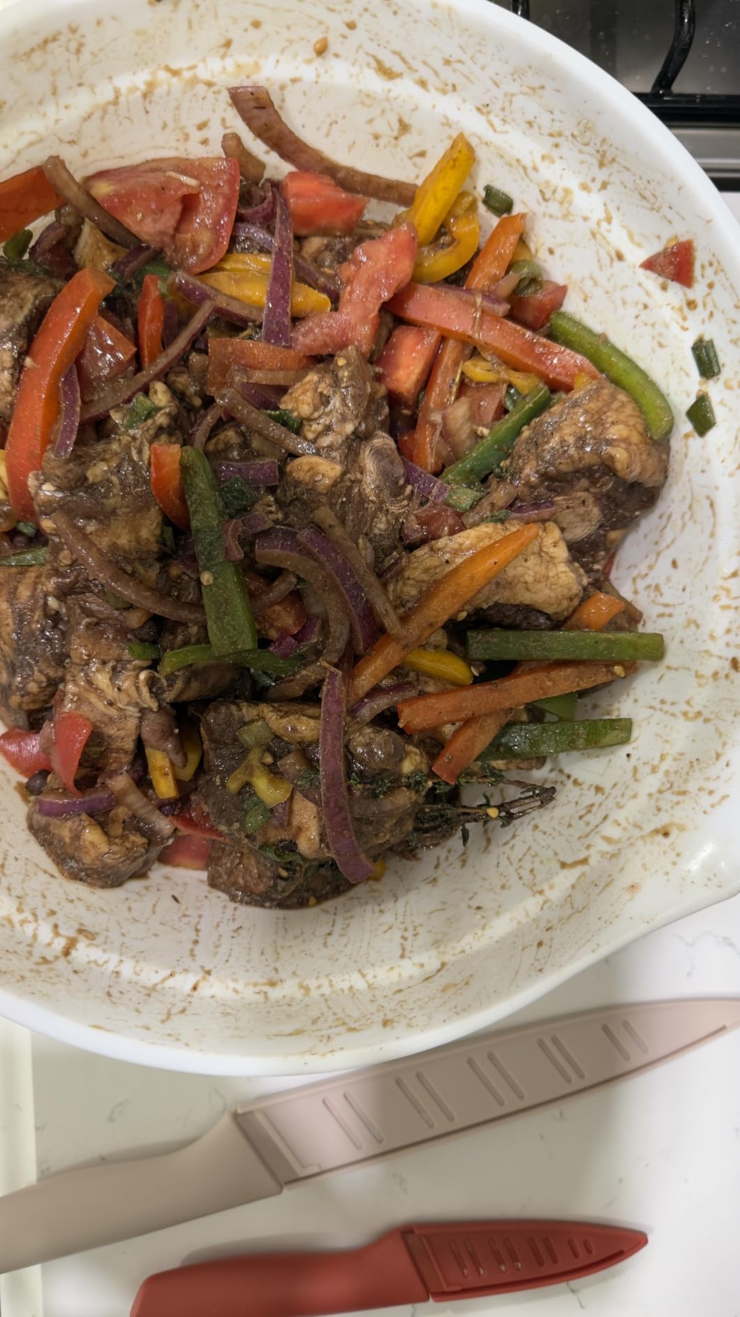 Astercook Knife Set, 13 Pieces Kitchen Knives Set with Healthy Anti-Rust Coating, Dishwasher Safe, Stainless Steel Chef Knife Sets with 6 Blade Guards - Customer Photo 2