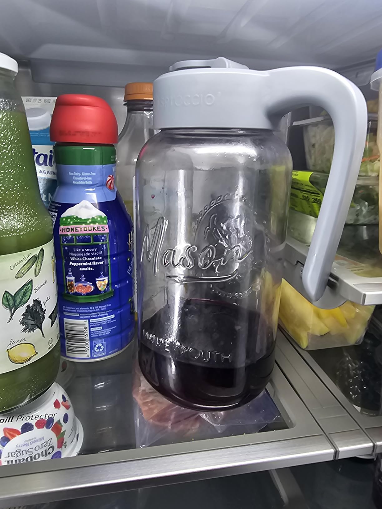 Mason Jar Pitcher - Airtight & Leakproof Glass Pitcher with Lid, Perfect for Breastmilk, Cold Brew, and Sun Tea, 2 Quart (64 oz) 1/2 Gallon Mason Jar with Pour Spout Lid - Customer Photo 2