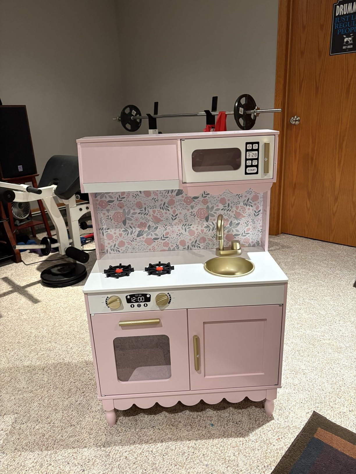 Best Choice Products Wooden Pretend Play Cottage Kitchen Kids Toy w/Storage, Scalloped Edge, 5 Accessories, Microwave, Oven, Clicking Knobs - Cream - Customer Photo 2
