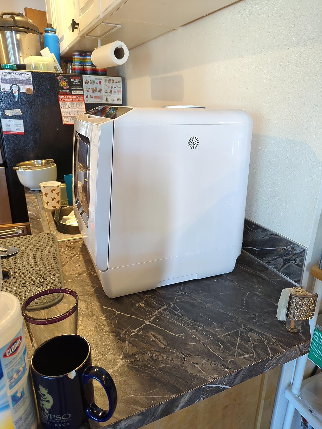 Hermitlux Countertop Dishwasher, 7 Washing Programs Portable Mini Dishwasher with 5-Liter Built-in Water Tank for Apartments & RVs, LED Light, Glass Door, No Hookup Needed customer photo 1