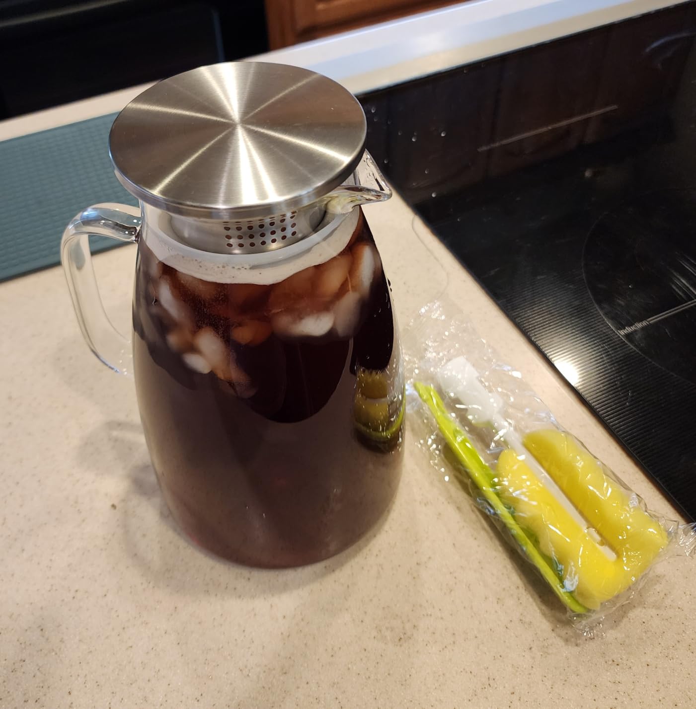 1 Gallon 128oz Glass Pitcher, Water Pitcher with Lid and Spout, Glass Carafe for Hot/Cold Drink, Water Jug for Iced Tea, Coffee, Juice, Milk, Beverage (Extra-Wide Mouth) - Customer Photo 2