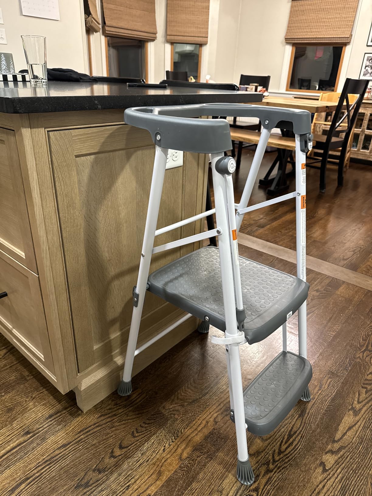 HBTower Kids 2 Steps Step Stool, Toddler Tower for Kitchen Counter Learning, Toddler Kitchen Stool Helper with Anti-Drop Safty Railing Kids Standing Folding Stepper - Customer Photo 1