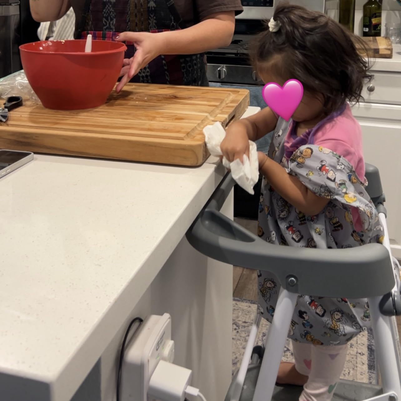 HBTower Kids 2 Steps Step Stool, Toddler Tower for Kitchen Counter Learning, Toddler Kitchen Stool Helper with Anti-Drop Safty Railing Kids Standing Folding Stepper - Customer Photo 2