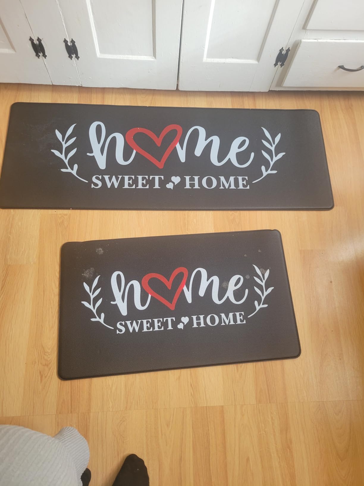 HappyTrends Kitchen Mat for Floor, 2PCS Cushioned Anti-Fatigue Kitchen Rugs, Waterproof Non-Slip Standing Mats and Rugs Set for Kitchen, Office, Laundry, Black, 17.3