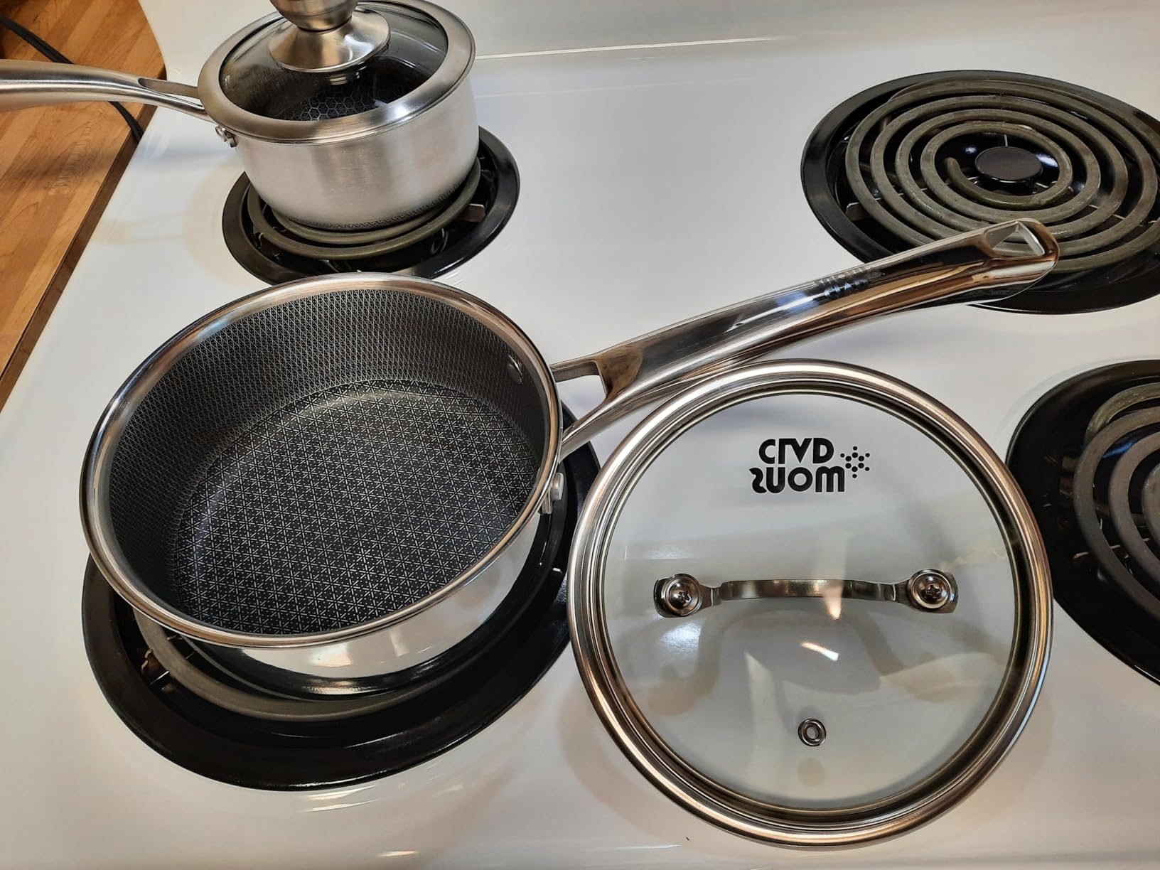 Sauce pan with lid,1.5 Quart & 2.5 Quart Hybrid Nonstick Sauce pans set, Stainless Steel cookware,non stick Pots PFOA Free,Works on Induction,Ceramic and Gas Cooktops - Customer Photo 0