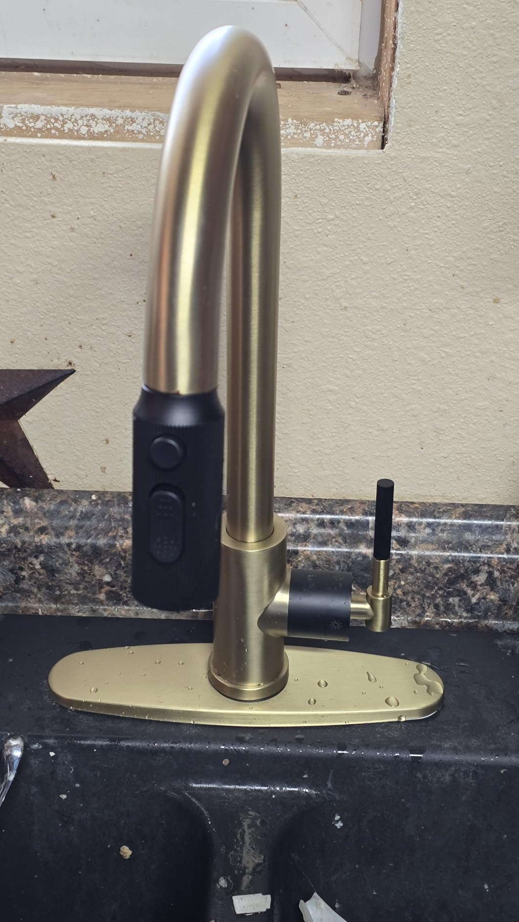 Brushed Nickel Kitchen Sink Faucet with Pull Down Sprayer- High Arc Stainless Steel Single Handle, 3-Spray Mode Metal Head for RV Camper Farm, Fit for 1 or 3 Hole with 10'' Deck Plate - Customer Photo 3