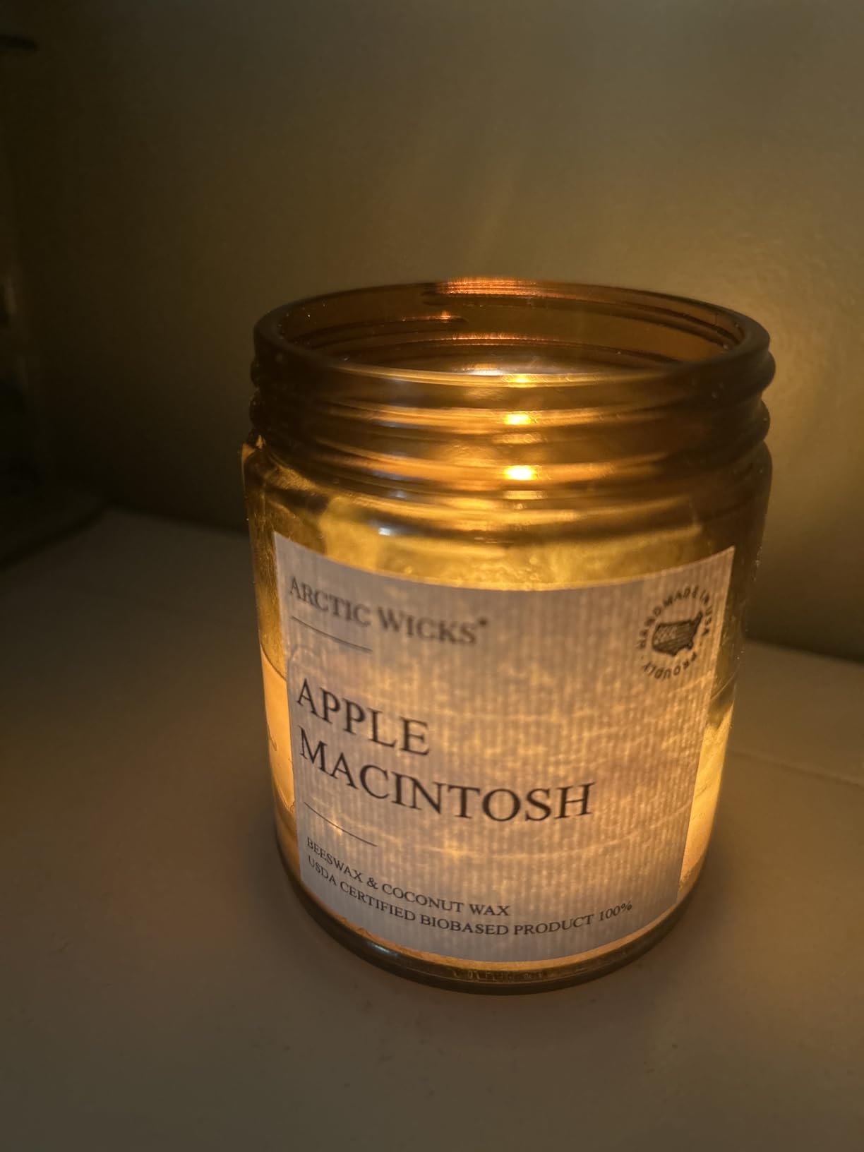 Vanilla Scented Coconut & Beeswax Candle | 9oz Amber Jar | Arctic Wicks Handmade Non-Toxic Clean Burning Candles | Inspired by Festive Vanilla Fig | Spa or Gift | USDA Certified 100% Biobased - Customer Photo 2