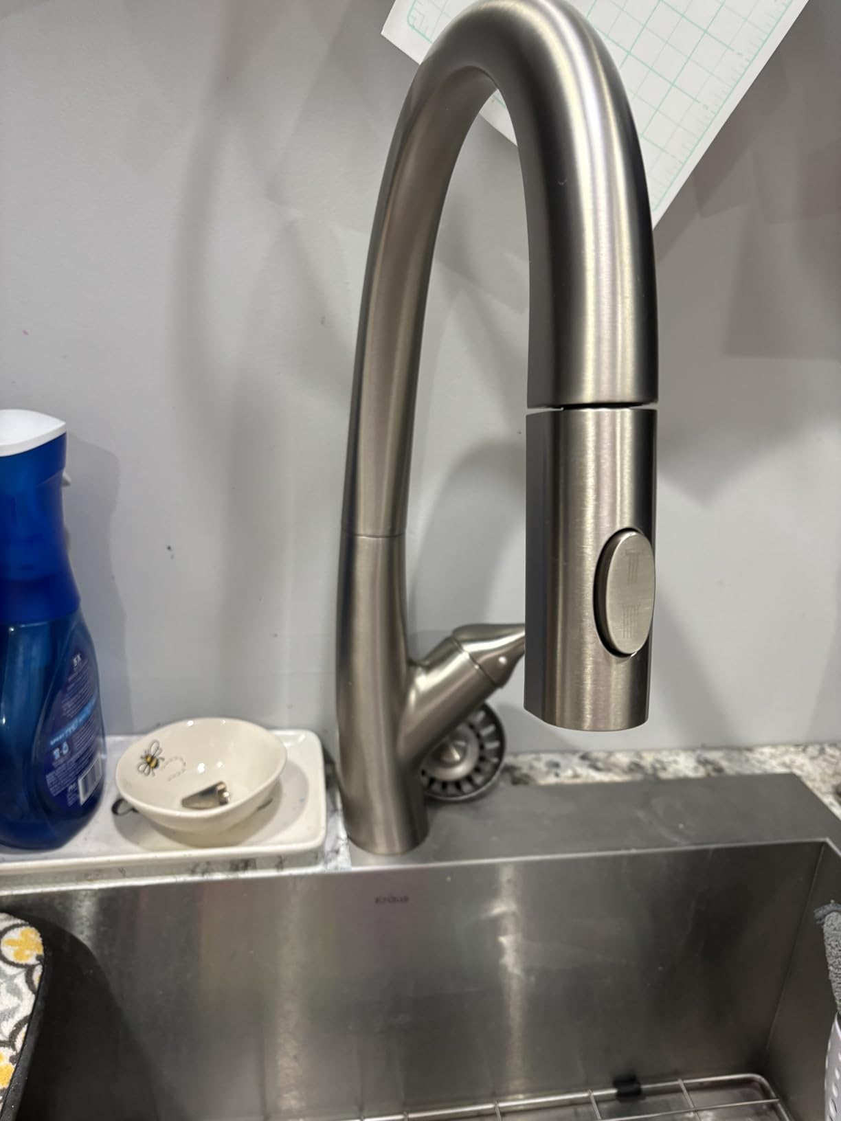 White Kitchen Faucet,Spring White Kitchen Sink Faucet with Pull Down Sprayer and Deck Plate, High Arc Single Handle Classic Stainless Steel Sink Faucets - Customer Photo 0