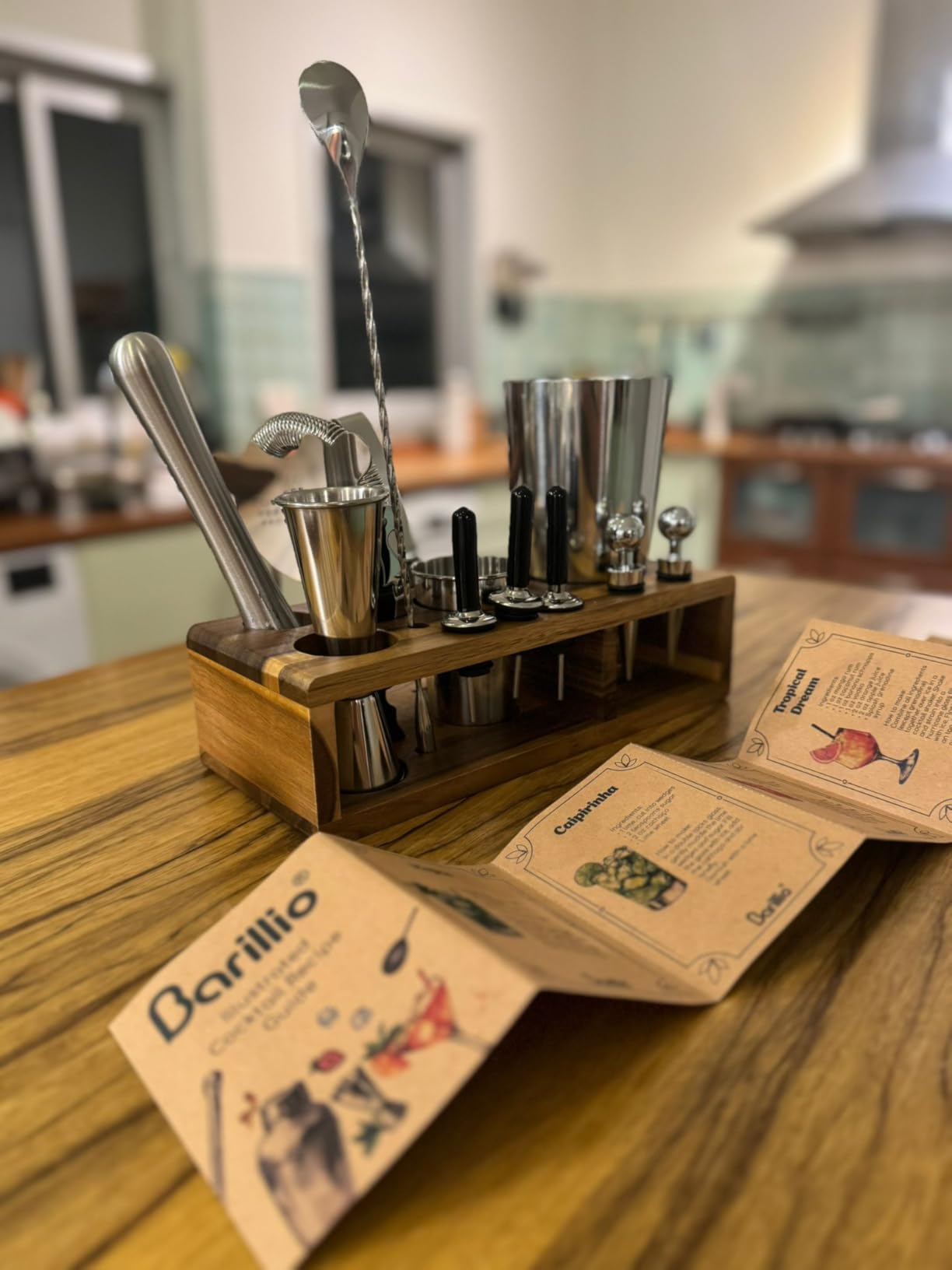 Barillio Bartender Kit – 23-Piece Stainless-Steel Cocktail Shaker Set with Premium Acacia Stand | Martini Barware Mixing Tools for Home Bartending | Gift Set - Customer Photo 1