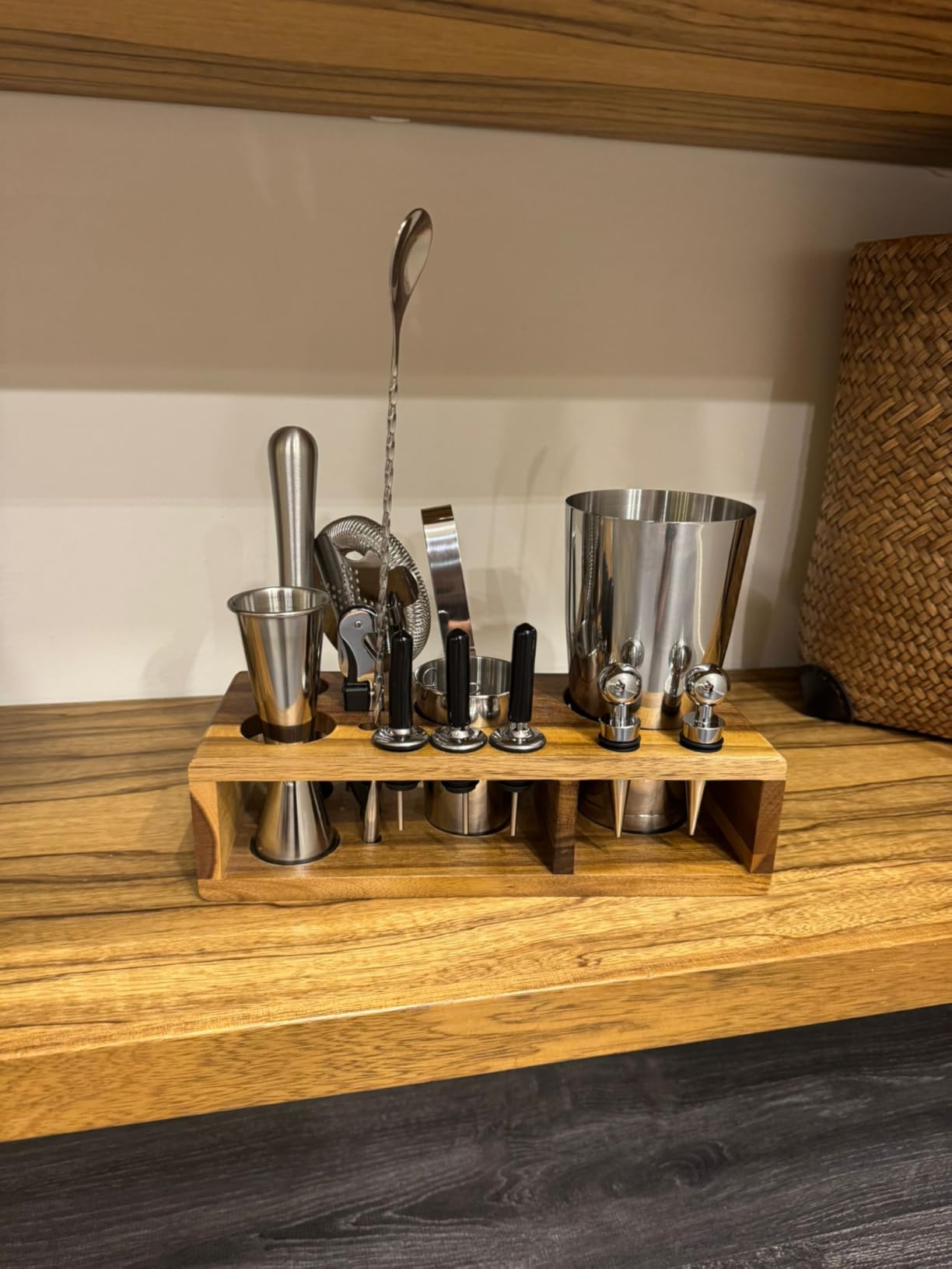 Barillio Bartender Kit – 23-Piece Stainless-Steel Cocktail Shaker Set with Premium Acacia Stand | Martini Barware Mixing Tools for Home Bartending | Gift Set - Customer Photo 3