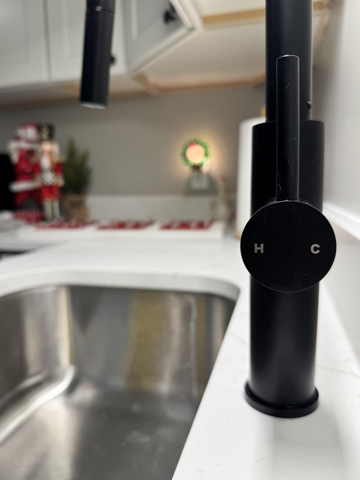 FORIOUS Kitchen Faucet with Pull Down Sprayer, Classic Brushed Nickel, Single Handle High Arc Stainless Steel Kitchen Sink Faucet, 1 or 3 Hole Deck Mount for RV, Bar, Farmhouse, Laundry, Outdoor - Customer Photo 2