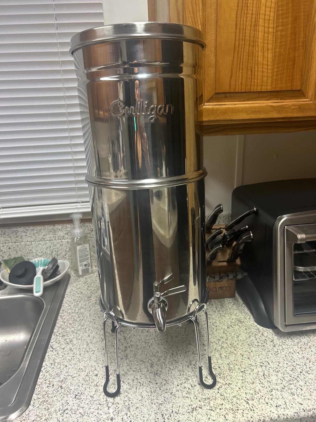 Culligan MaxClear 2.25 Gallon Gravity Water Filter System, Brushed Stainless-Steel Countertop Water Filter NSF/ANSI Certified to Reduce Microplastics, Lead & Total PFAS, with 1 Ceramic Filter - Customer Photo 1