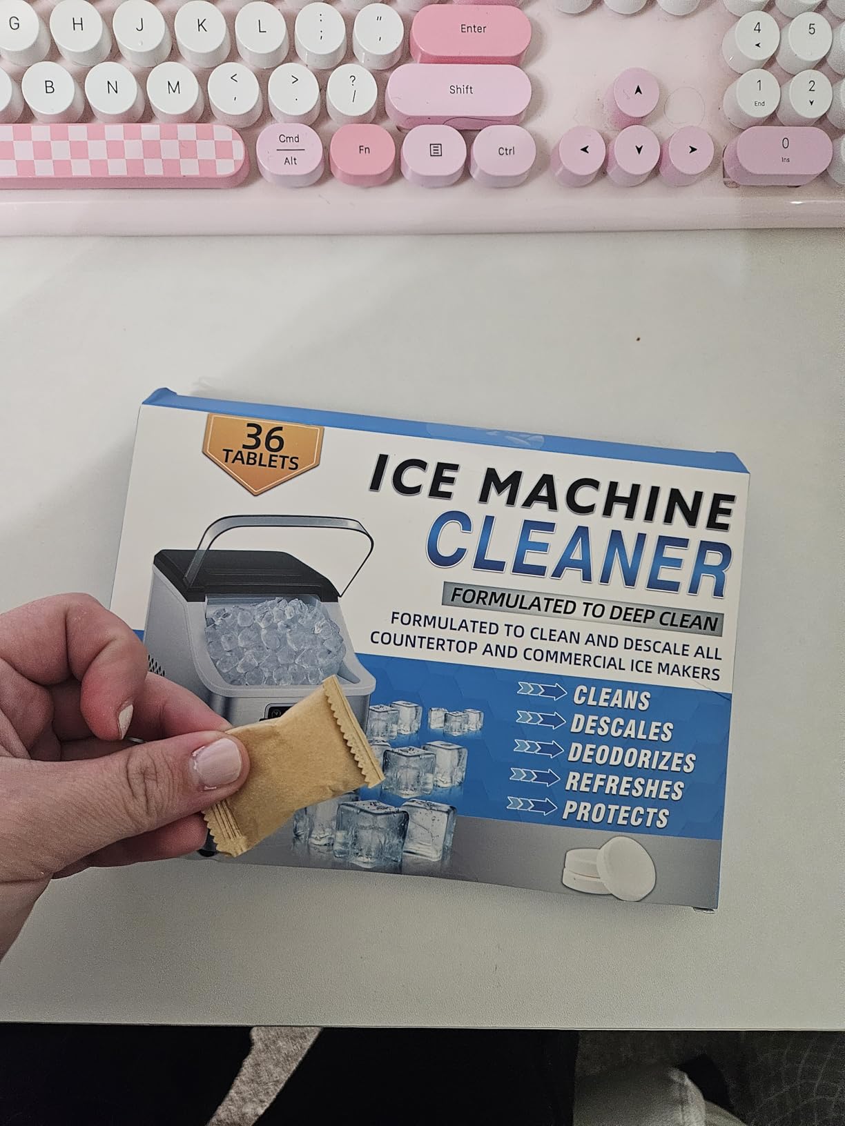 Ice Machine Cleaner Tablets Descaler (36 Pack) – Portable Ice Maker Cleaner, Nickel Safe Scale Remover Compatible with Countertop and Nugget Ice Maker, Remove limescale, Odor-Free, Crystal Clear Ice Customer Review Ice Machine Cleaner Tablets Descaler (36 Pack) – Portable Ice Maker Cleaner, Nickel Safe Scale Remover Compatible with Countertop and Nugget Ice Maker, Remove limescale, Odor-Free, Crystal Clear Ice - Customer Photo 3