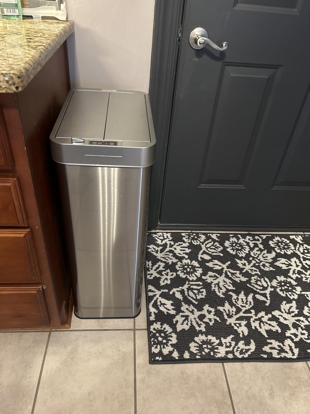 iTouchless 18 Gallon Sensor 2.0 Technology Wings Open Sensor Kitchen Trash Can with AbsorbX Odor Filter and Dog-Proof Lid Lock, Slim Stainless Steel Bin for Home Office Garage Business Store School - Customer Photo 1