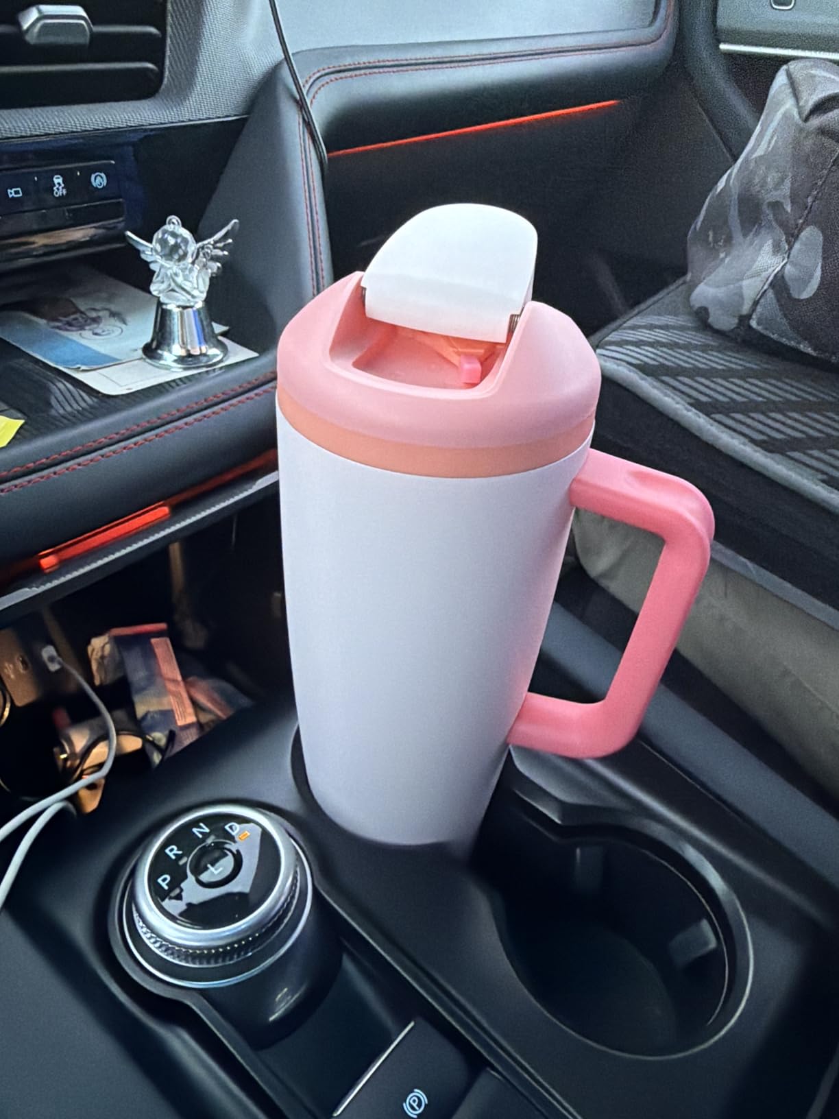 Owala FreeSip Tumbler Insulated Stainless Steel Water Bottle with Built-in Straw and Side Handle, For Travel, Work, School, and Sports, 40oz, BPA Free, Leak Proof, Black Cherry - Customer Photo 1