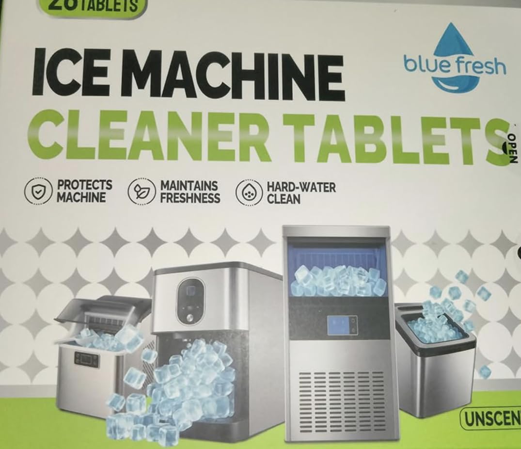 blue fresh Ice Machine Cleaner Tablets for Hard Water - 28 Pack Nickel Safe Scale Removal for Countertop Portable Commercial Nugget Ice Makers, Compatible with Opal, GE Profile, Frigidaire - Customer Photo 1