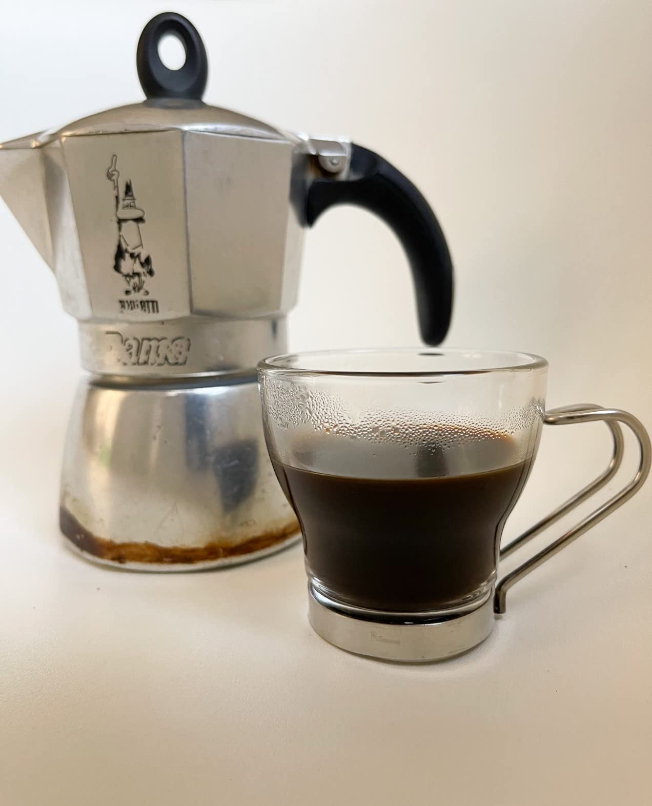 Bormioli Rocco Verdi Espresso Cup With Stainless Steel Handle, Set of 4, Gift Boxed, 3.5 ounces customer photo 2