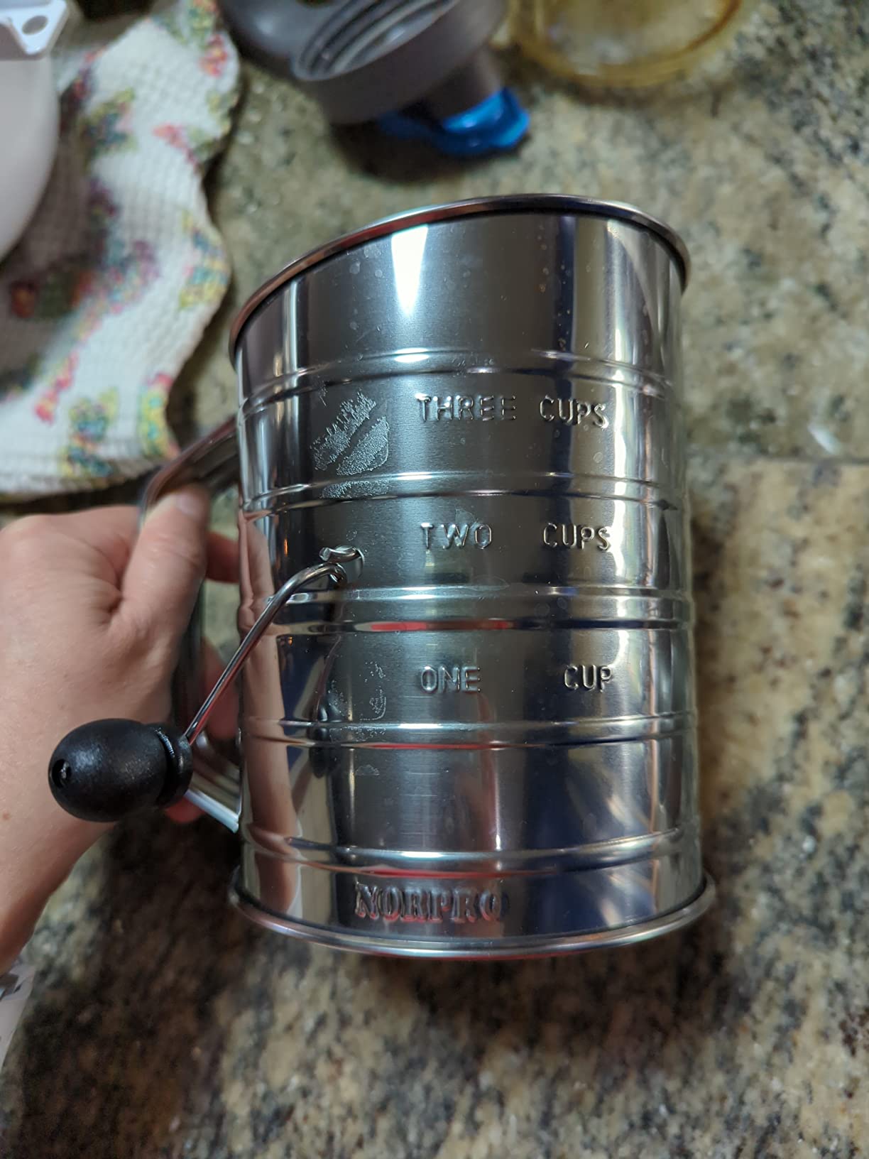 Norpro 3-Cup Stainless Steel Rotary Hand Crank Flour Sifter With 2 Wire Agitator customer photo 1