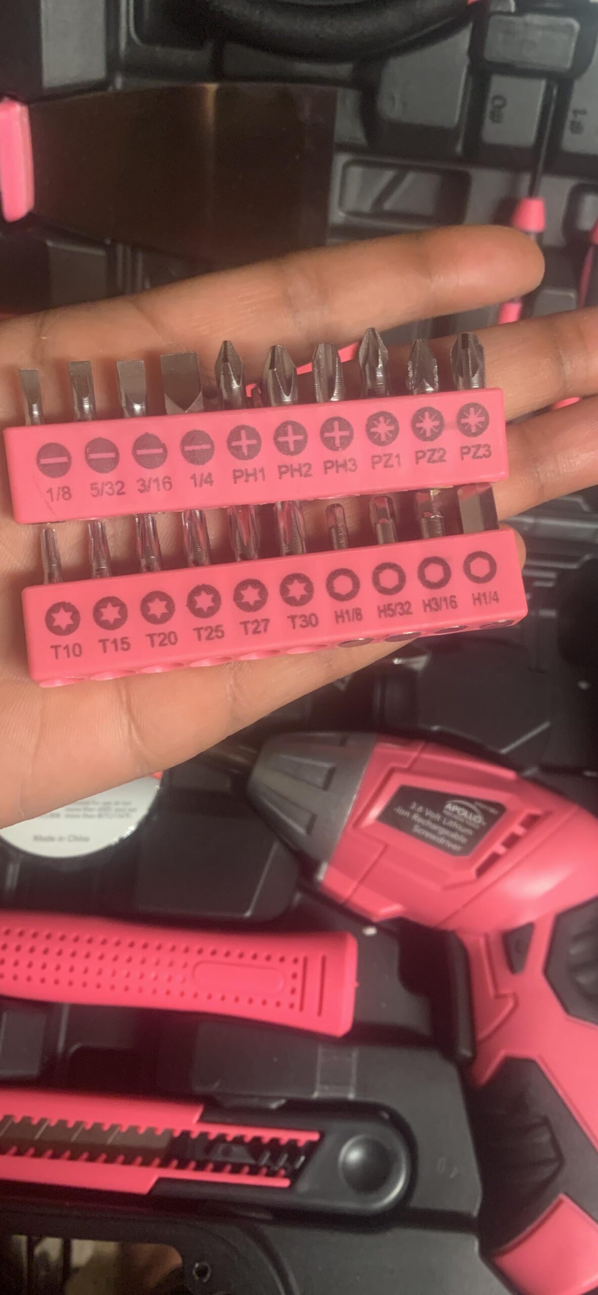 Apollo Tools Original 39 Piece General Household Tool Set in Toolbox Storage Case with Essential Hand Tools for Everyday Home Repairs, DIY and Crafts - Pink Ribbon - Pink - DT9706P Customer Review Apollo Tools Original 39 Piece General Household Tool Set in Toolbox Storage Case with Essential Hand Tools for Everyday Home Repairs, DIY and Crafts - Pink Ribbon - Pink - DT9706P - Customer Photo 2