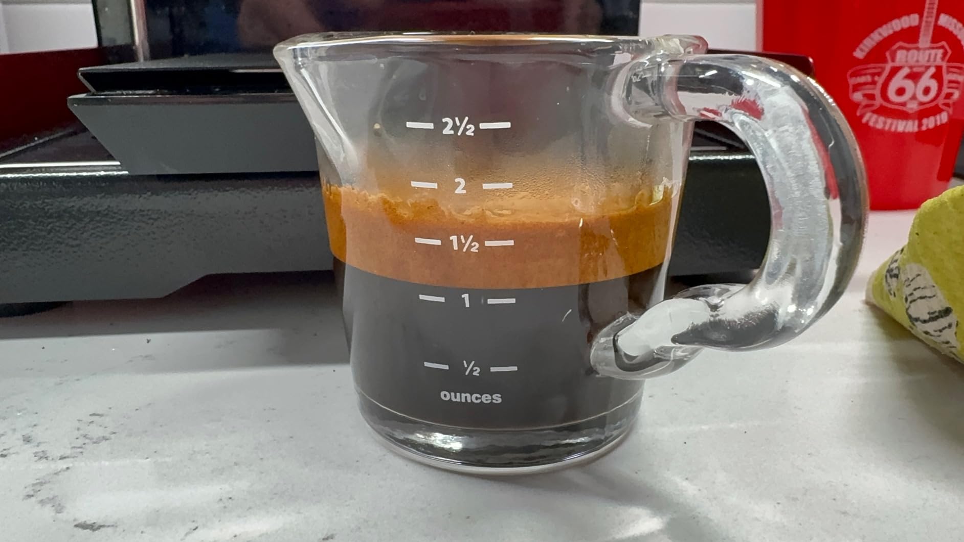 Rattleware 3 oz Espresso Shot Glass Pitcher – Double Spouted Genuine Barista Measuring Cup with White Graduations in ml & oz – High-Volume, Commercial-Grade for Swift Espresso Pouring & Precision - Customer Photo 3