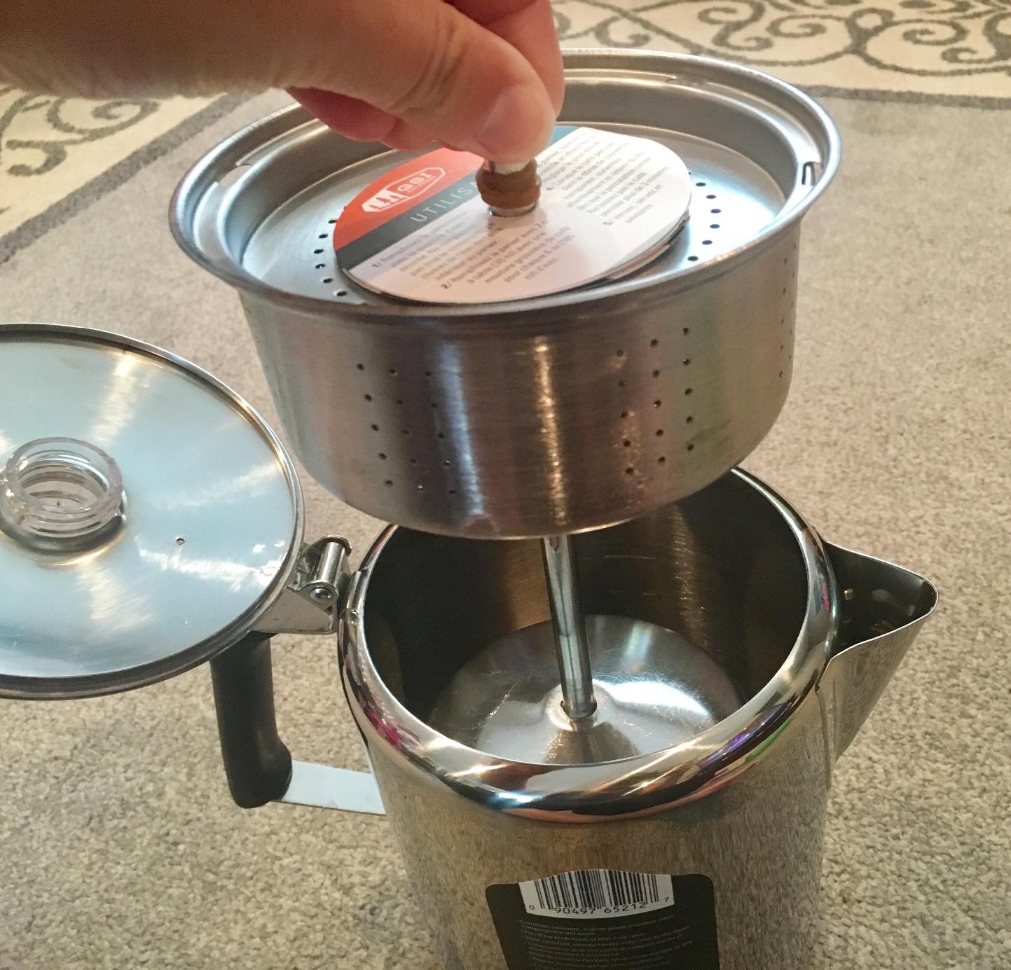 GSI Outdoors Percolator Coffee Pot I Glacier Stainless Steel with Silicone Handle for Camping, Backpacking, Travel, RV & Hunting - Stove Safe - Customer Photo 1