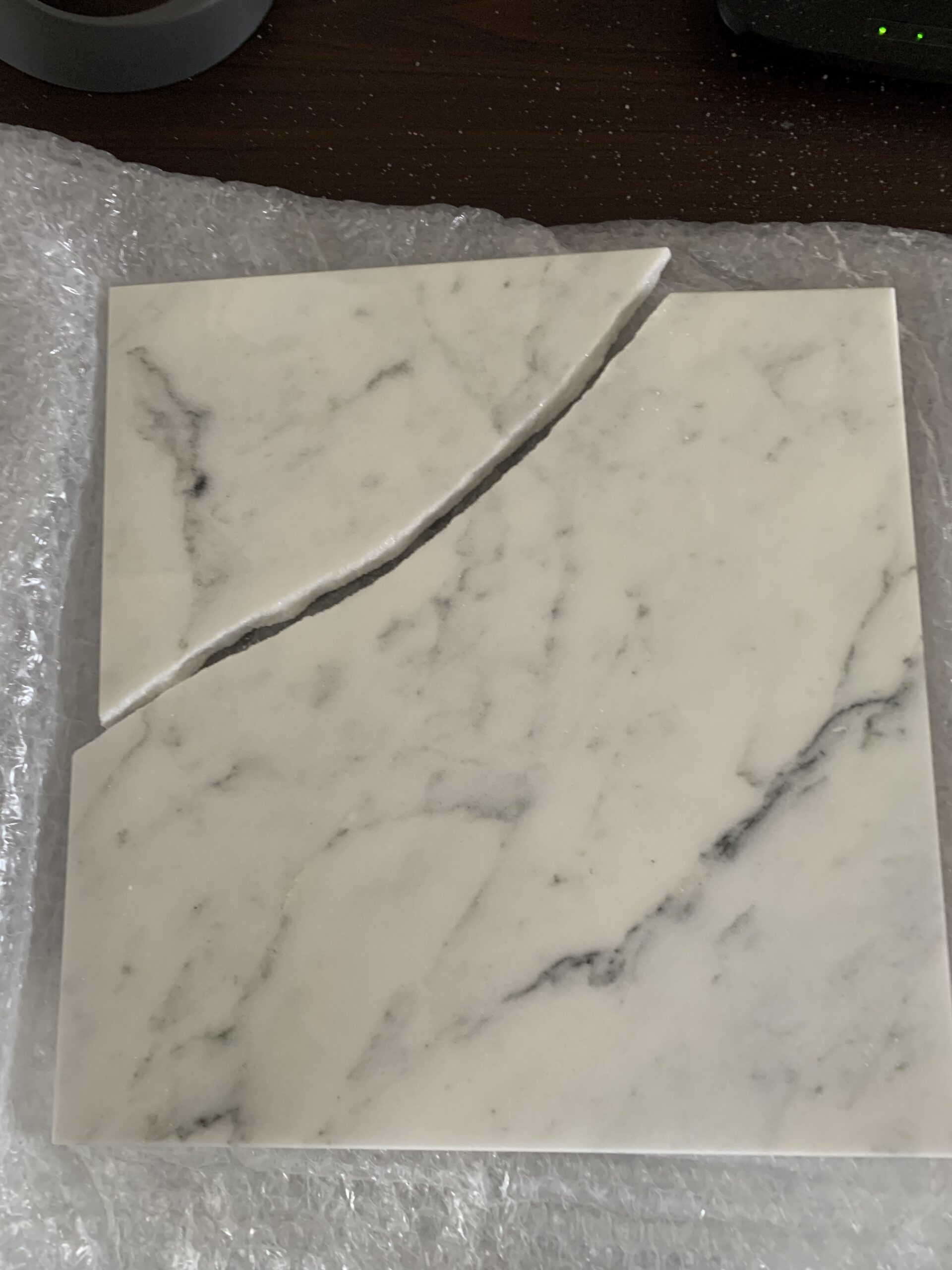 Tenedos Bianco Carrara 12x12 Polished Marble Tile, Italian White Carrera Stone for Bathroom Wall, Shower, Kitchen Backsplash, and Floor Use (1 Piece) - Customer Photo 3