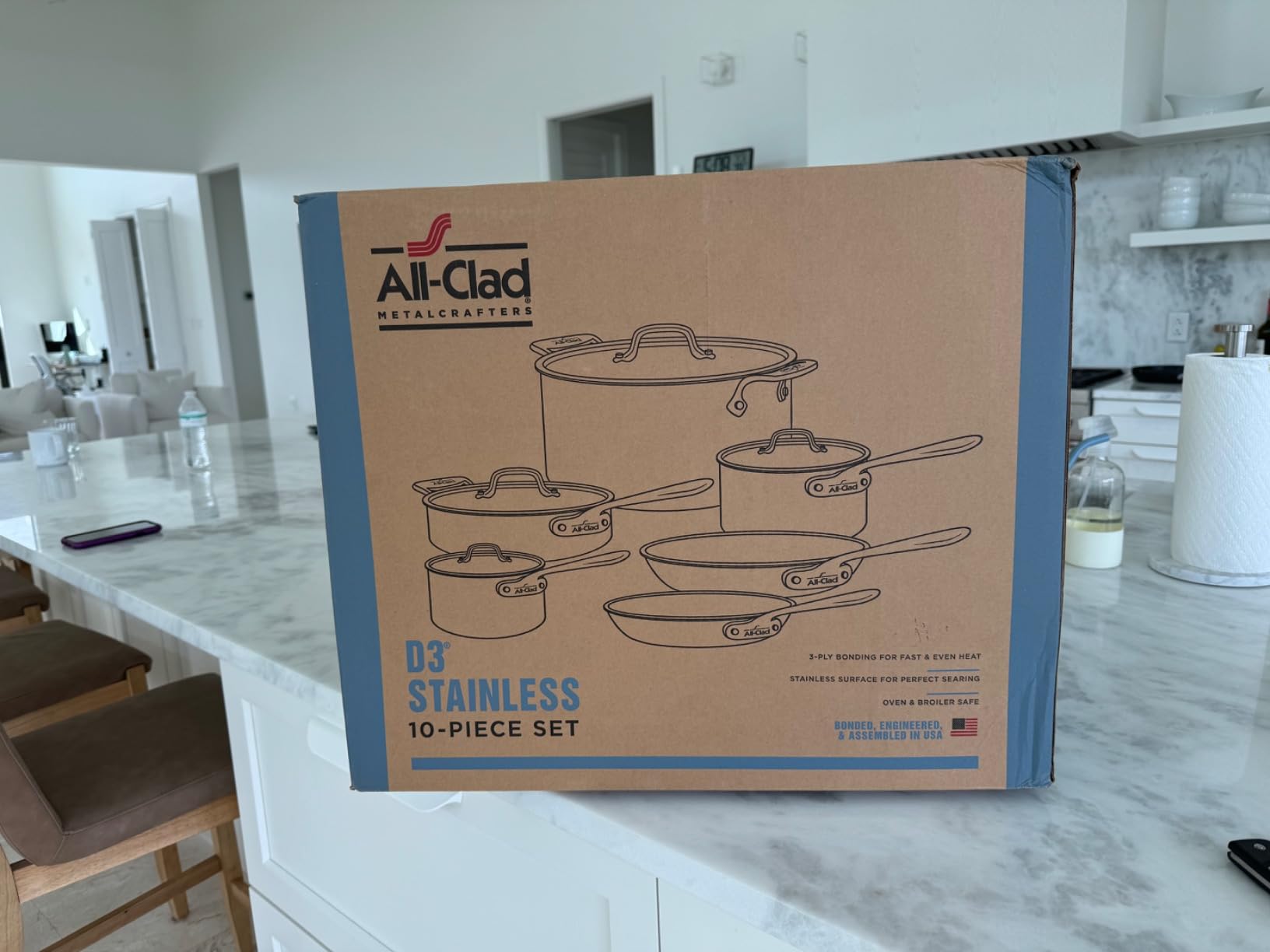 All-Clad D3® Stainless Steel 10 Piece Cookware Set- Made in USA- Includes Frying Pans, Saucepan, Sautépan, Stockpot - Professional Grade -Oven Safe & Induction Compatible - Customer Photo 1