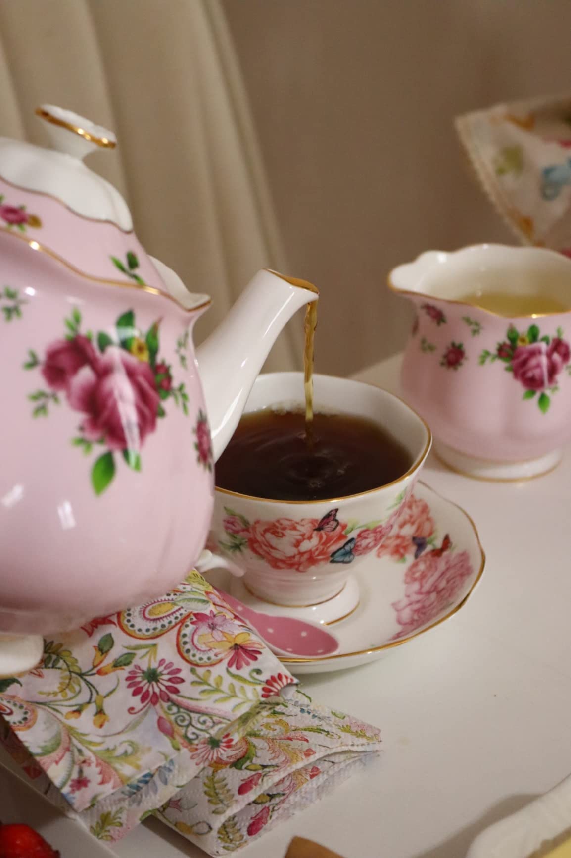 Royal Albert Rose Confetti 3-Piece Set (Teapot, Sugar & Creamer) - Customer Photo 2
