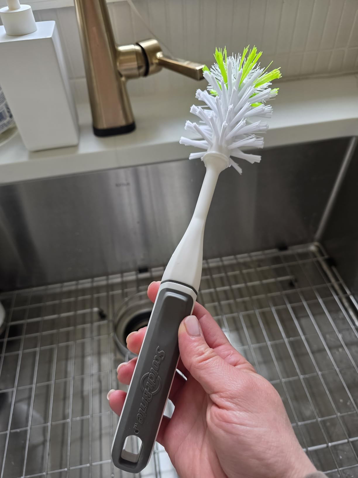 Scotch-Brite Glass and Water Bottle Brush, Long-Lasting, Safe on Glassware, Shaker Bottles, Food Processors, & More, Non-slip handle, Durable, Reusable, Clean in Top Rack of Your Dishwasher Customer Review Scotch-Brite Glass and Water Bottle Brush, Long-Lasting, Safe on Glassware, Shaker Bottles, Food Processors, & More, Non-slip handle, Durable, Reusable, Clean in Top Rack of Your Dishwasher - Customer Photo 3