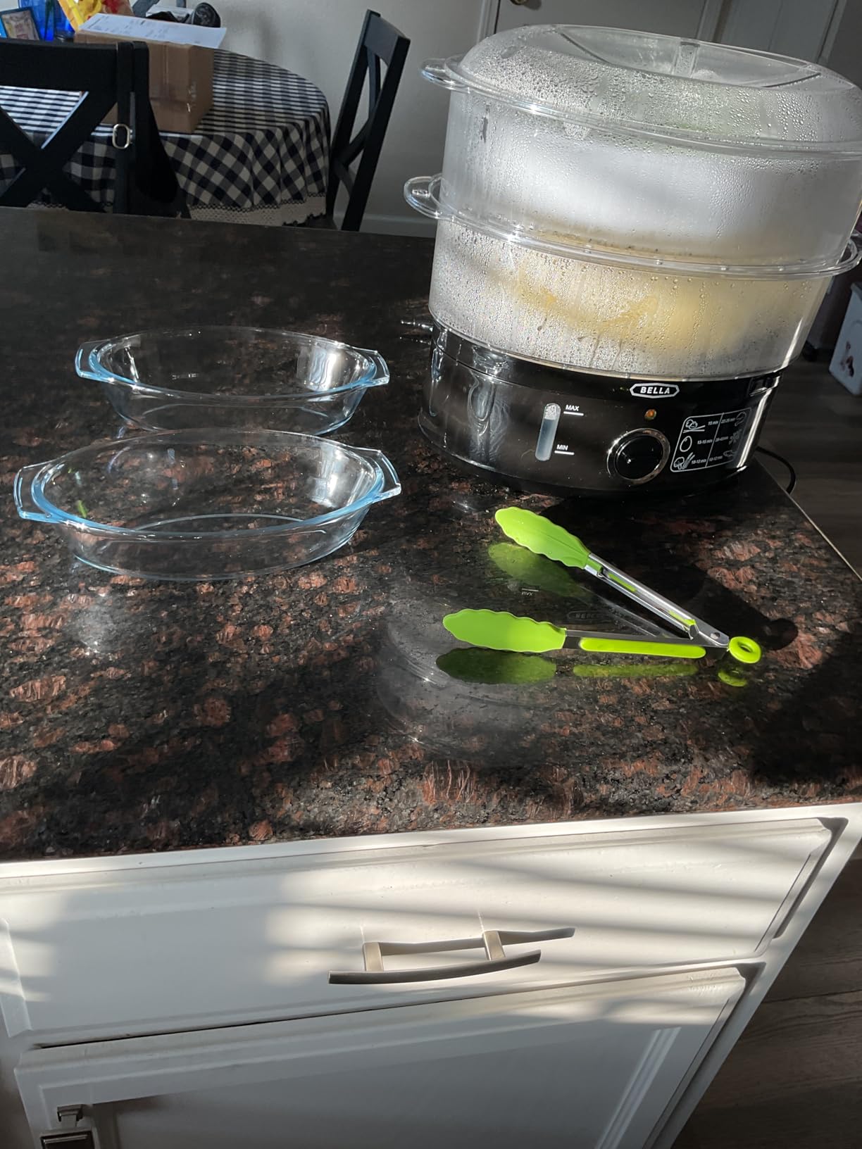 BELLA Two Tier Food Steamer with Stackable Baskets & Removable Base for Fast Simultaneous Cooking - Auto Shutoff & Boil Dry Protection, 7.4 QT, Black customer photo 1