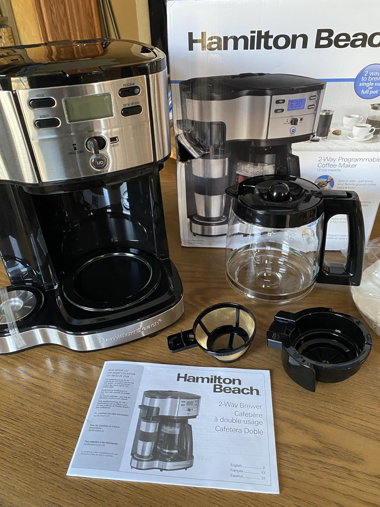 Hamilton Beach 2-Way Programmable Coffee Maker, 12 Cup Glass Carafe And Single Serve Coffee Maker, Black with Stainless Steel Accents, 49980RG - Customer Photo 0