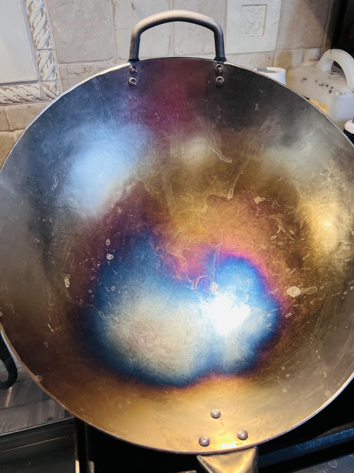 Craft Wok Traditional Hand Hammered Chinese Carbon Steel Wok with Wooden and Steel Helper Handle (14 Inch, Round Bottom Pow Wok Pan) - Customer Photo 3