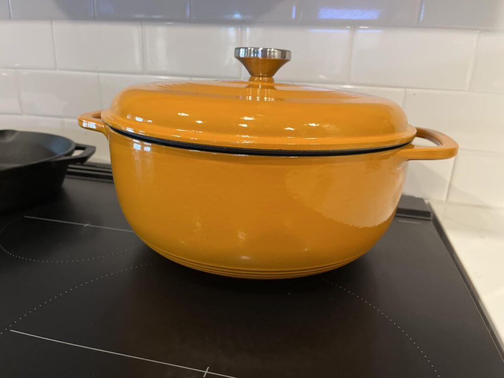 Lodge Essential Enamel Cast Iron Dutch Oven - Perfect for Bread Baking, Braising, Marinating & Slow Cooking - Features Moisture-Sealing Lid & Dual Handles - Kitchen Essentials - 6 Quarts - Oyster White Customer Review Lodge Essential Enamel Cast Iron Dutch Oven - Perfect for Bread Baking, Braising, Marinating & Slow Cooking - Features Moisture-Sealing Lid & Dual Handles - Kitchen Essentials - 6 Quarts - Oyster White - Customer Photo 1