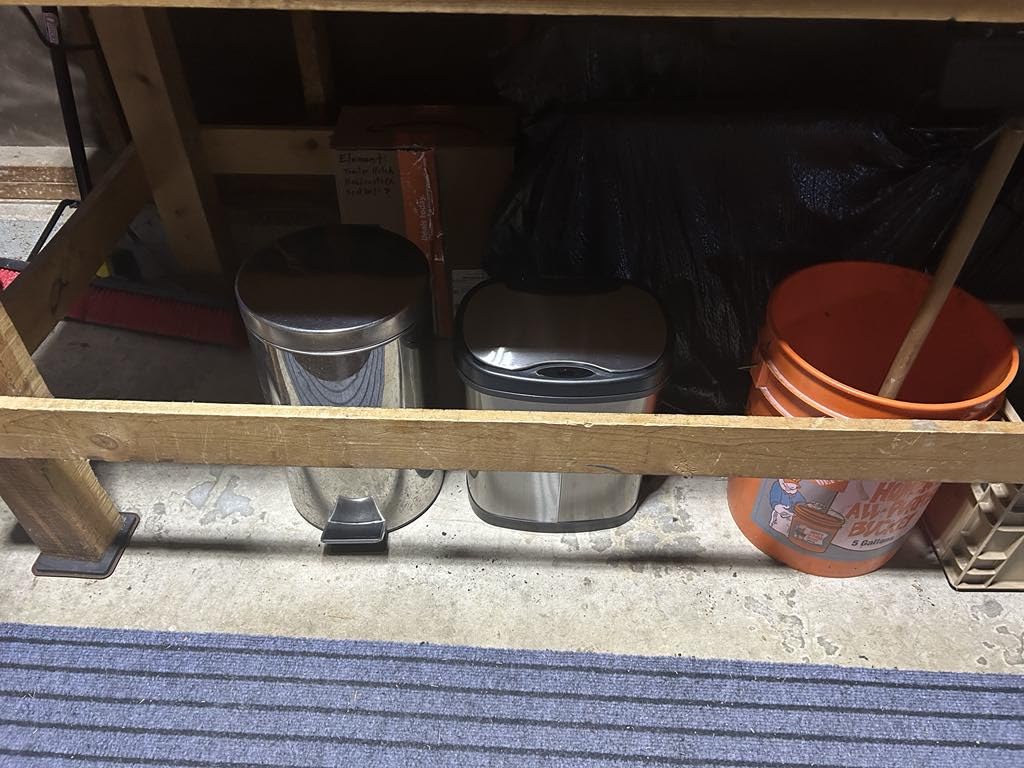 NINESTARS CB-DZT-50-13/12-13 Automatic Touchless Infrared Motion Sensor Trash Can Combo Set, 13 Gal 50L & 3 Gal 12L, Stainless Steel Base (Oval, Silver/Black Lid) - Customer Photo 2