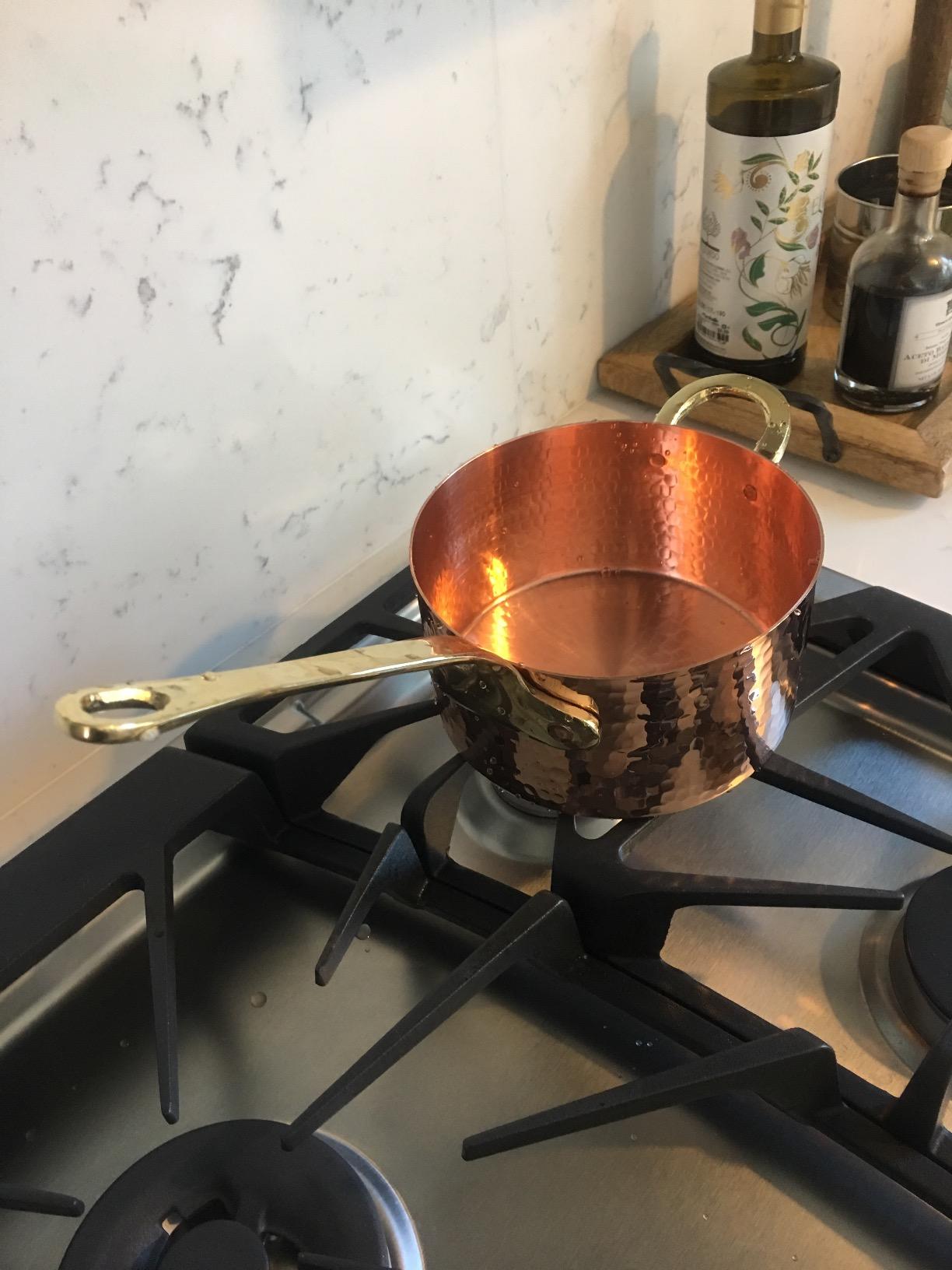 DEMMEX 1mm Thick Hammered Unlined Uncoated Solid Copper Sugar Sauce Zabaglione Pan Candy Jam Caramel Dessert Pot with Lid and Helper Handle, Handmade in Turkey, (1.7-Quart) - Customer Photo 3