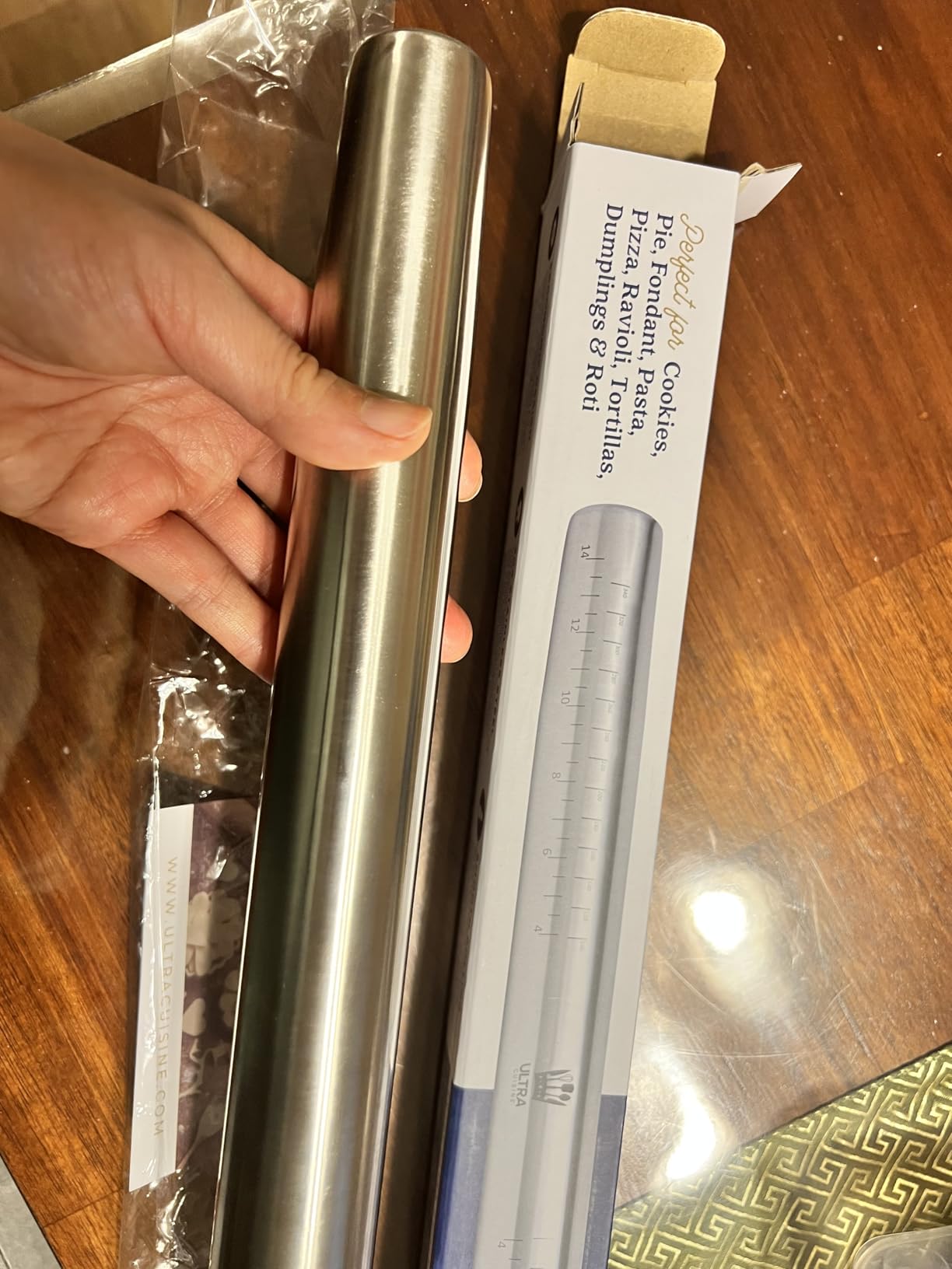 Ultra Cuisine French Rolling Pin for Baking - Use with Pizza, Cookie, and Pastry Dough, Fondant and Pie Crust - Tapered Design Bread Roller Pin, Stainless Steel 15.75-inch Large Roller Pin customer photo 1