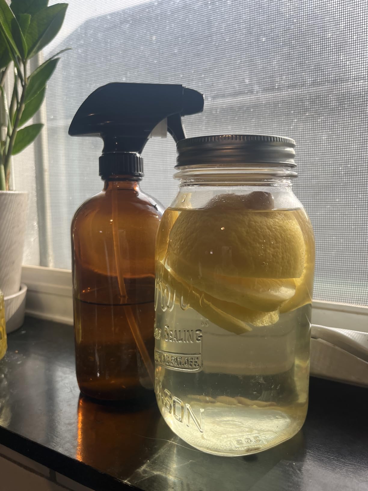 Sally's Organics Empty Amber Glass Spray Bottles - 2 Pack - Large 16oz Refillable Bottle for is Great for Essential Oils, Plants, Cleaning Solutions, Hair - Durable Nozzle - Fine Mist/Stream Setting - Customer Photo 1