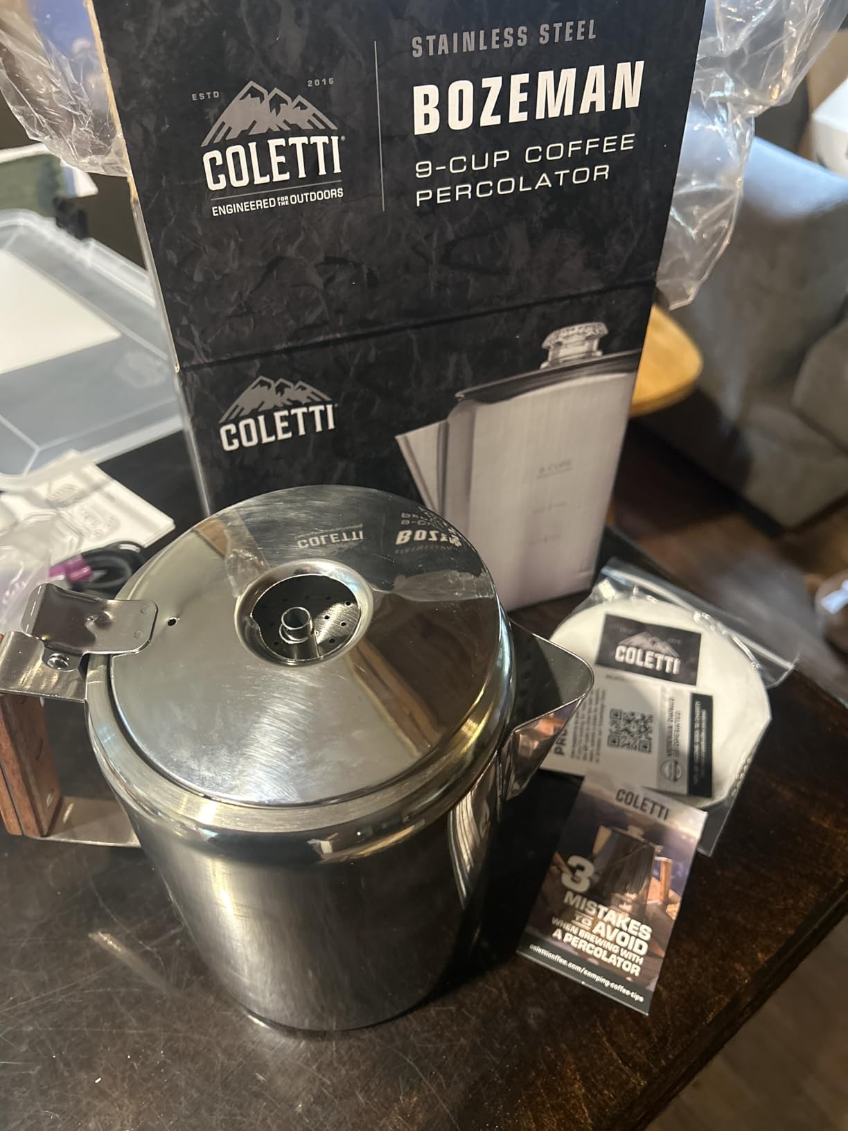 COLETTI Bozeman Percolator Coffee Pot — NO Aluminum or Plastic [9 cup] - Customer Photo 3
