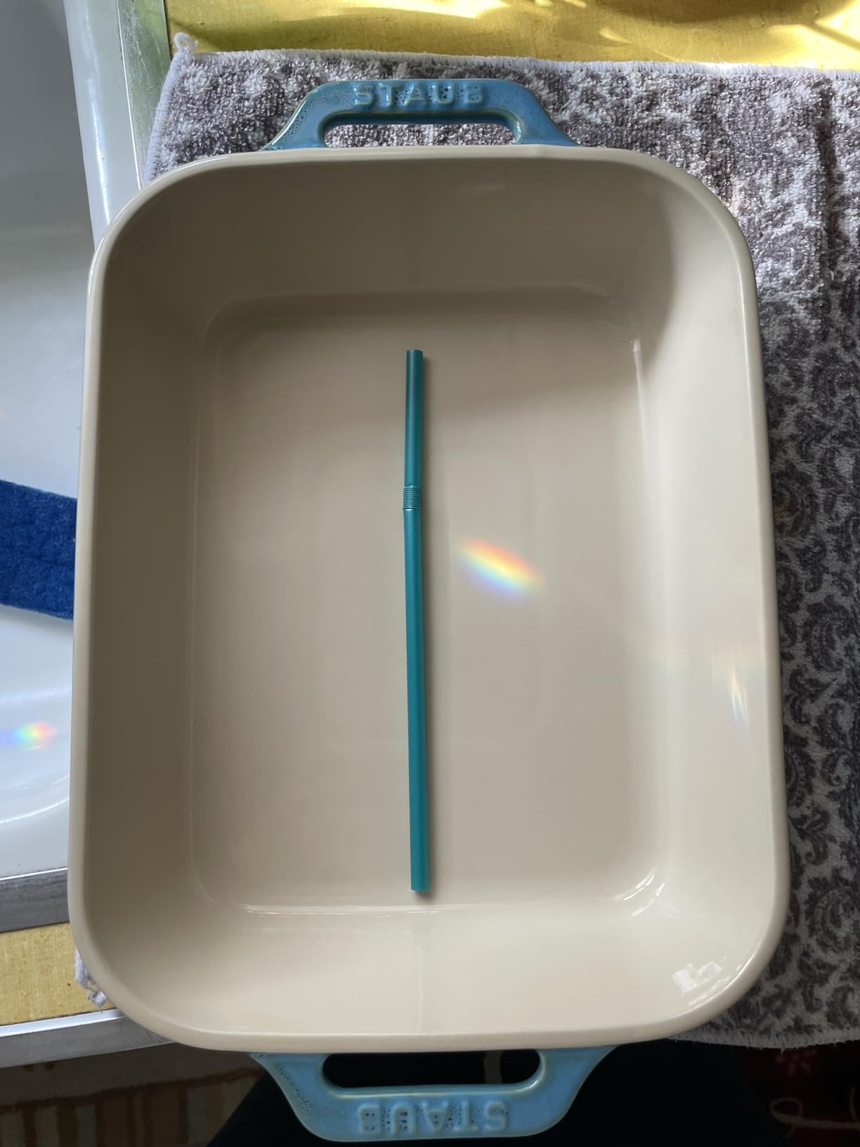 Staub Ceramic Rectangular Baking Dish Set, Casserole Dish, 2-Piece, Rustic Turquoise customer photo 2