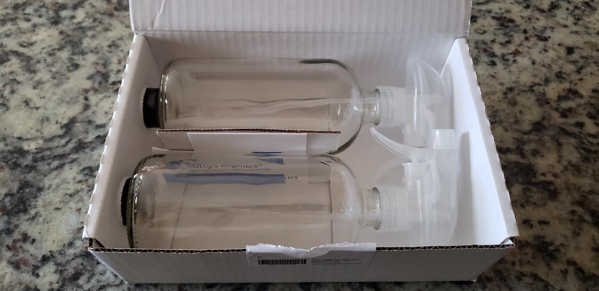 Sally's Organics Empty Clear Glass Spray Bottles - Refillable 16 oz Containers for Essential Oils, Cleaning Products, Aromatherapy, Misting Plants, or Cooking - Sprayer with Mist and Stream - 2 Pack - Customer Photo 2