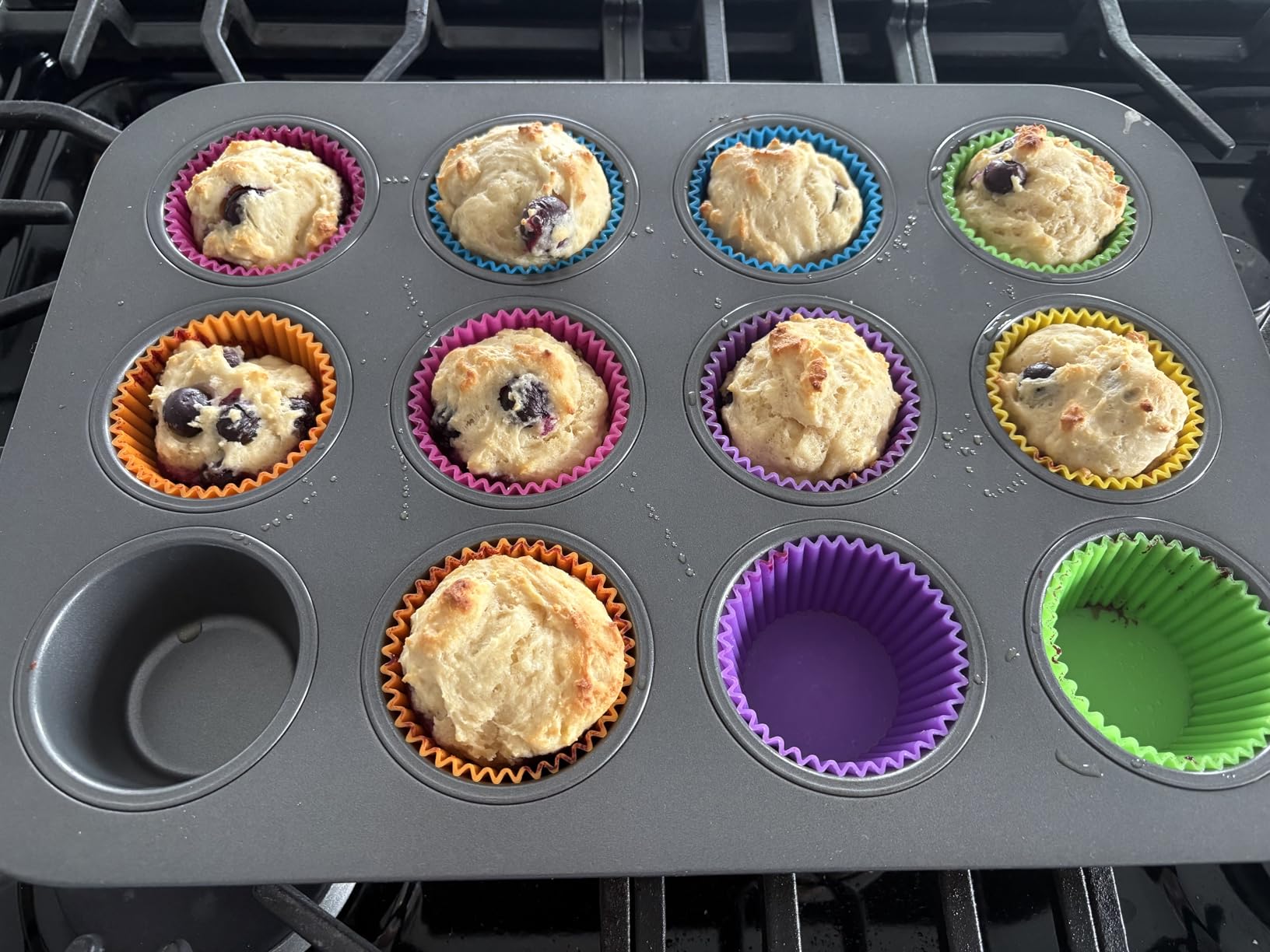 Amazon Basics Reusable Non-Stick Silicone Baking Cups, BPA Free, Dishwasher Safe, Easy to Remove, Food Grade, Oven Safe, 2.9 x 2.9 x 1.3 in (LxWxH), Multicolor, 24-Pack customer photo 2